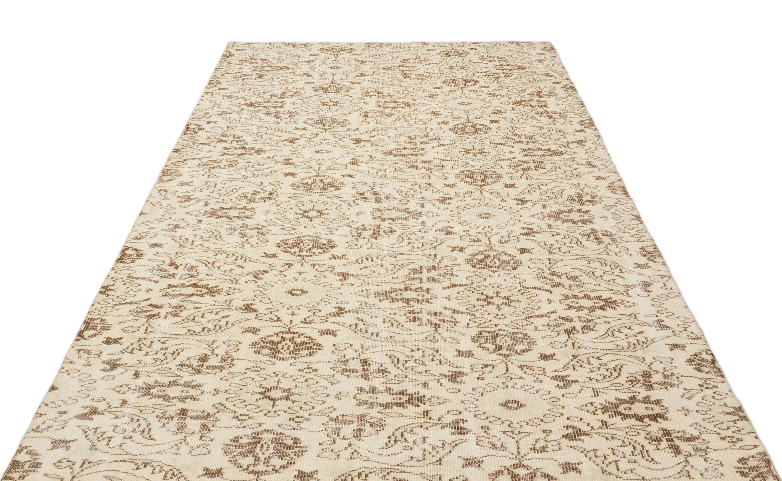 Retro Design Beige Over Dyed Vintage Rug 5'9'' x 8'8'' ft 174 x 263 cm