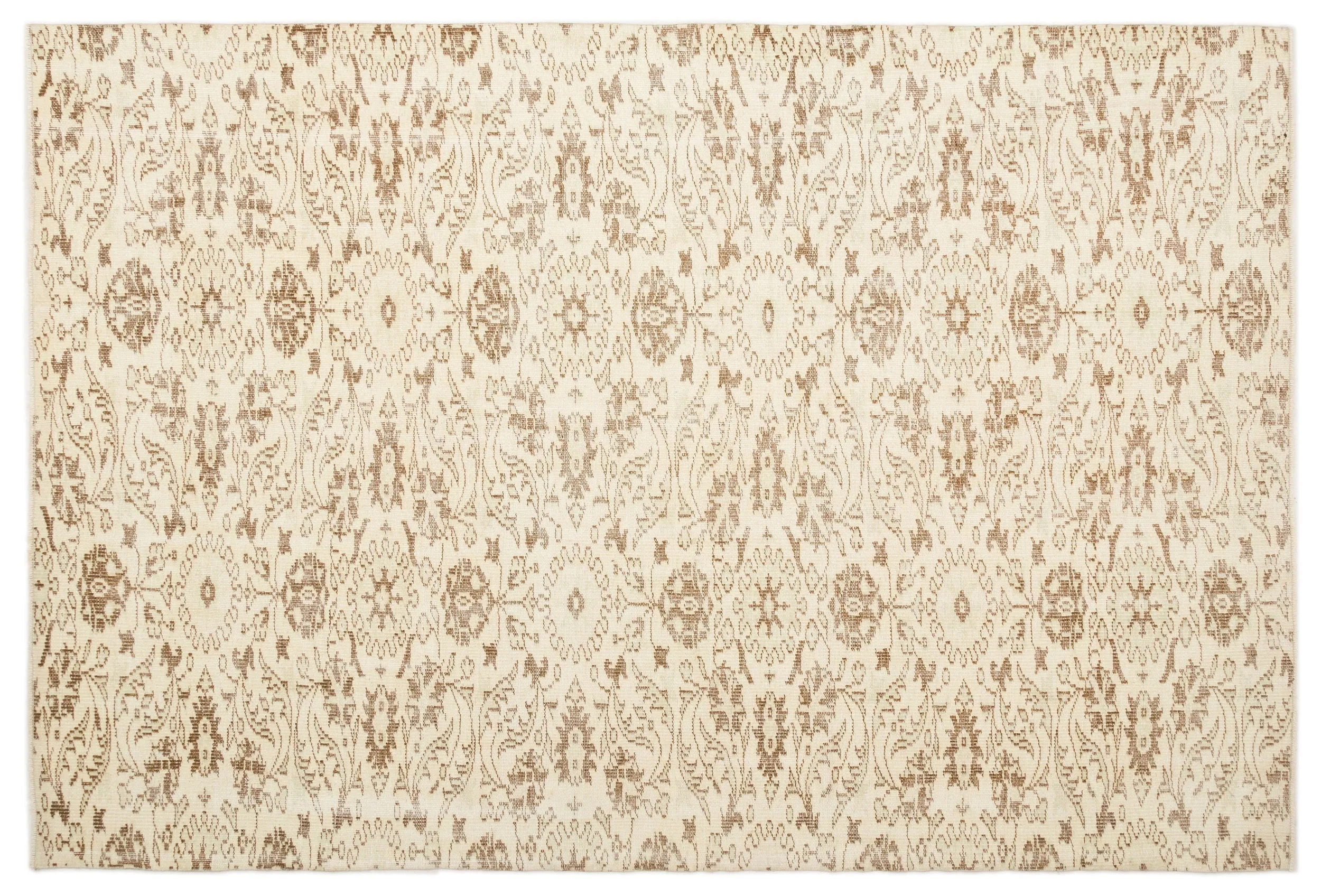 Retro Design Beige Over Dyed Vintage Rug 5'9'' x 8'8'' ft 174 x 263 cm