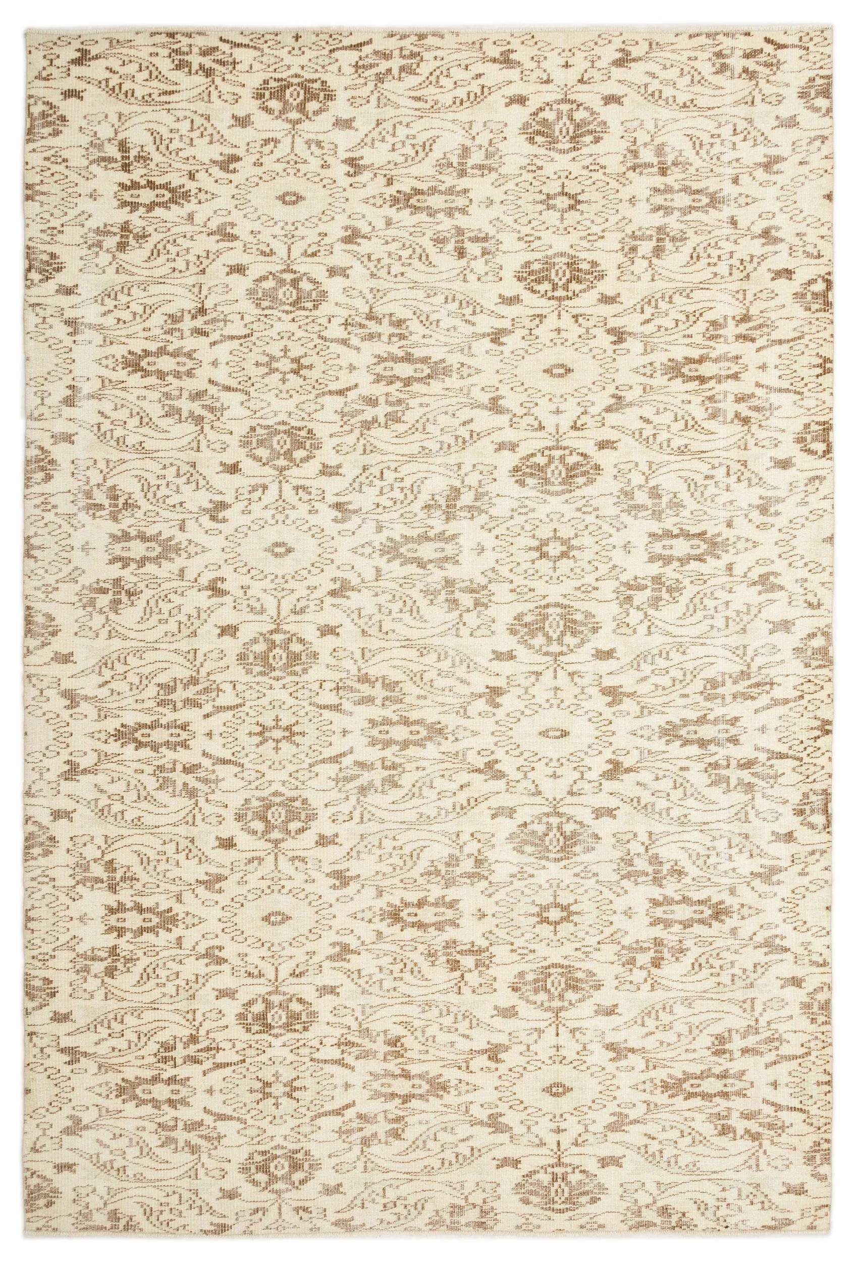 Retro Design Beige Over Dyed Vintage Rug 5'9'' x 8'8'' ft 174 x 263 cm