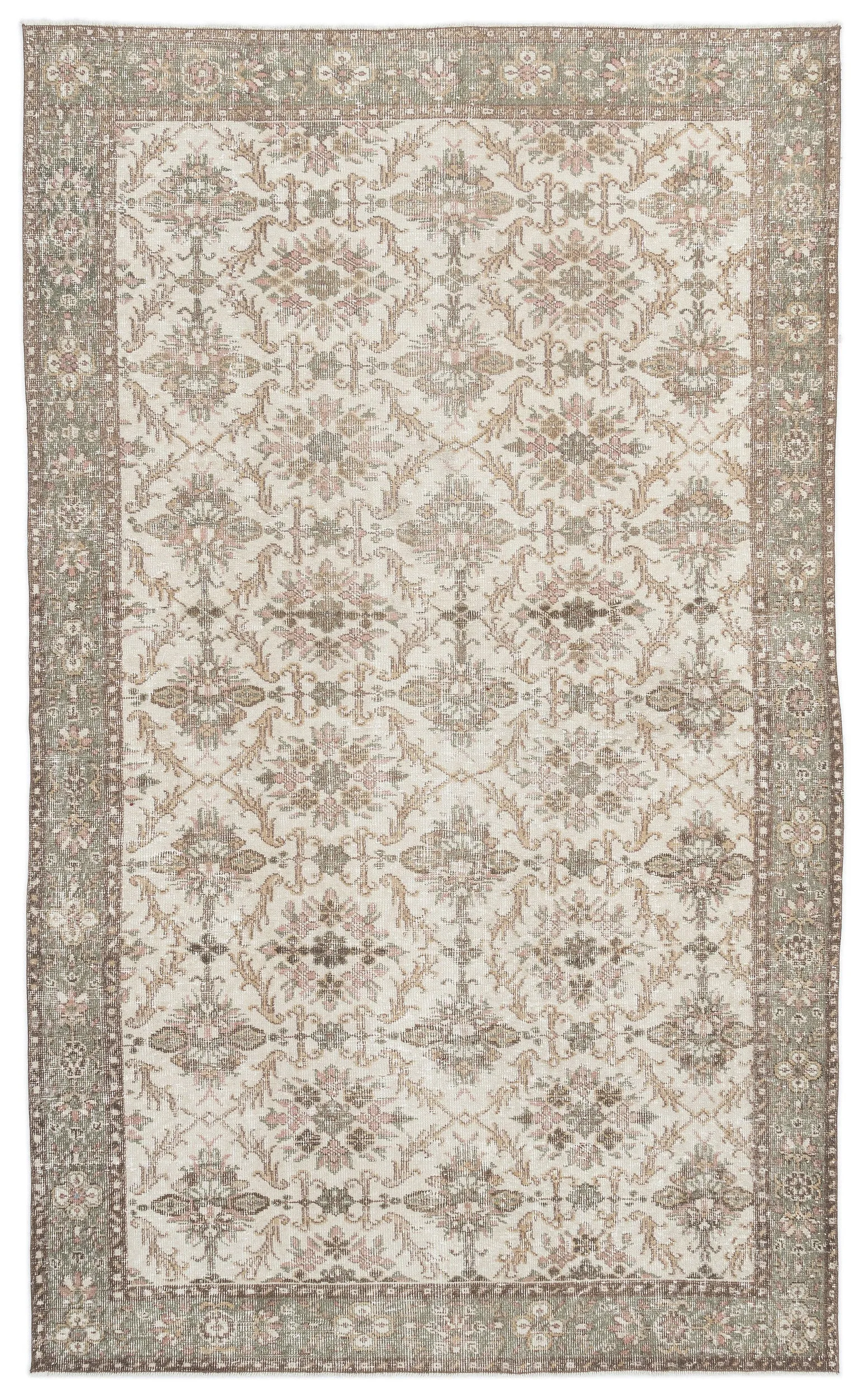 Retro Design Beige Over Dyed Vintage Rug 6'1'' x 10'0'' ft 185 x 305 cm