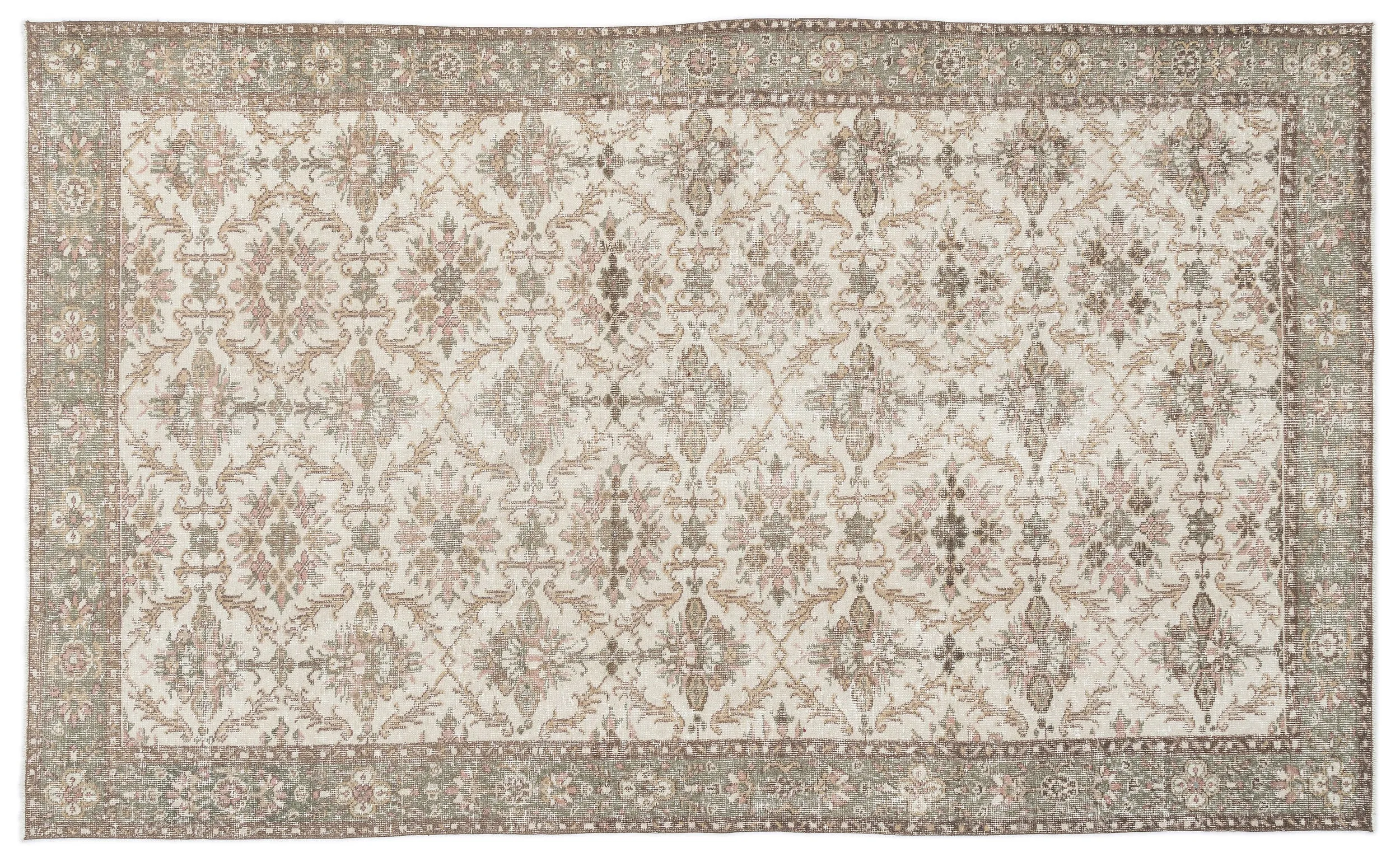 Retro Design Beige Over Dyed Vintage Rug 6'1'' x 10'0'' ft 185 x 305 cm