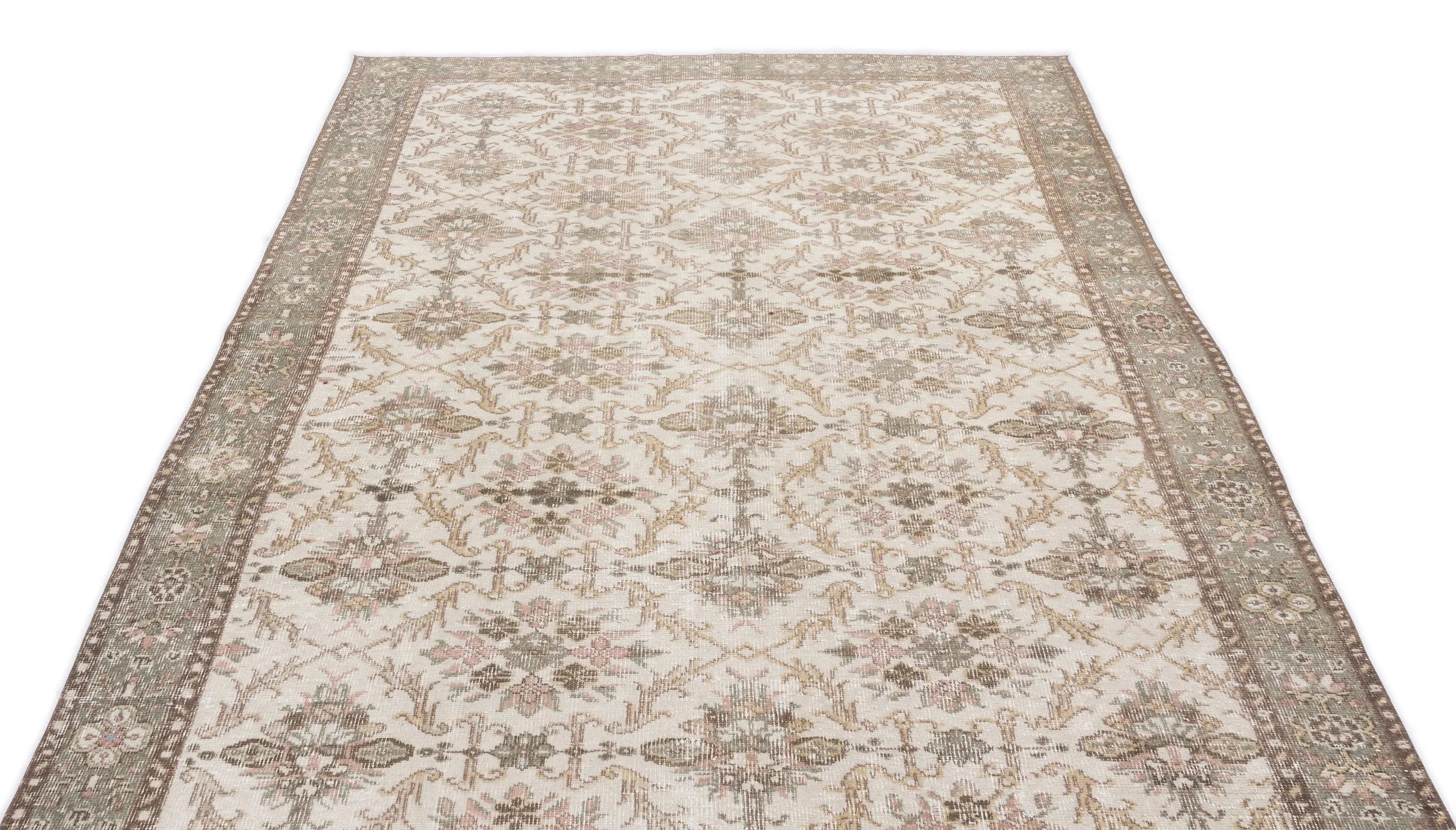 Retro Design Beige Over Dyed Vintage Rug 6'1'' x 10'0'' ft 185 x 305 cm