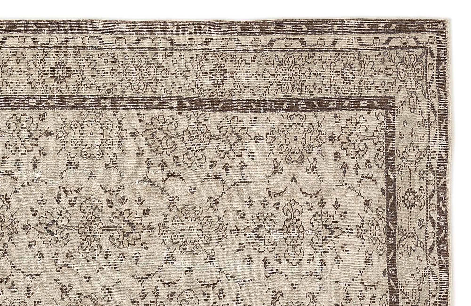Retro Design Beige Over Dyed Vintage Rug 6'2'' x 9'7'' ft 188 x 292 cm