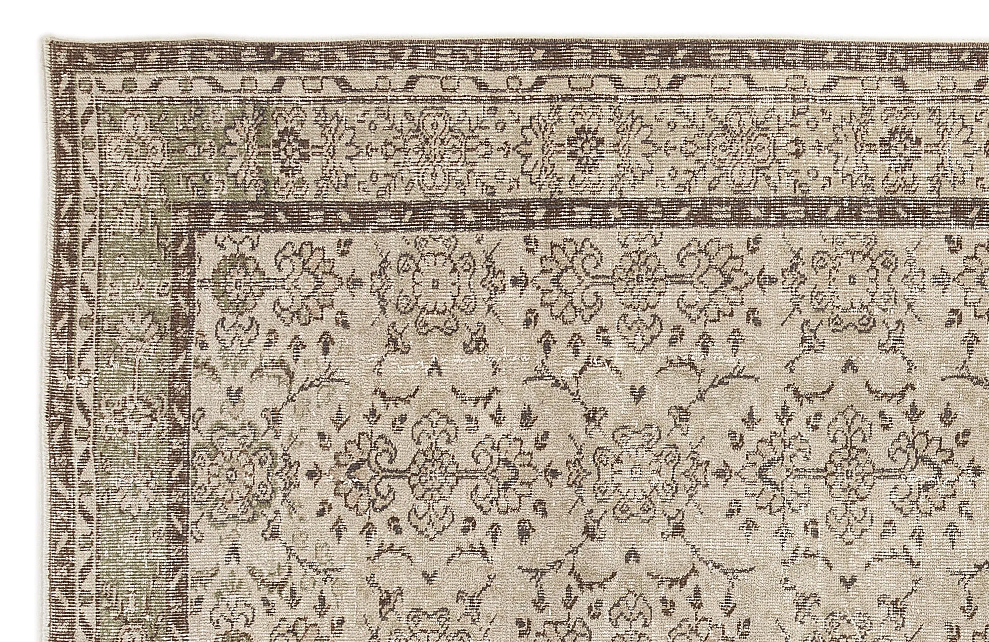 Retro Design Beige Over Dyed Vintage Rug 6'2'' x 9'7'' ft 188 x 292 cm