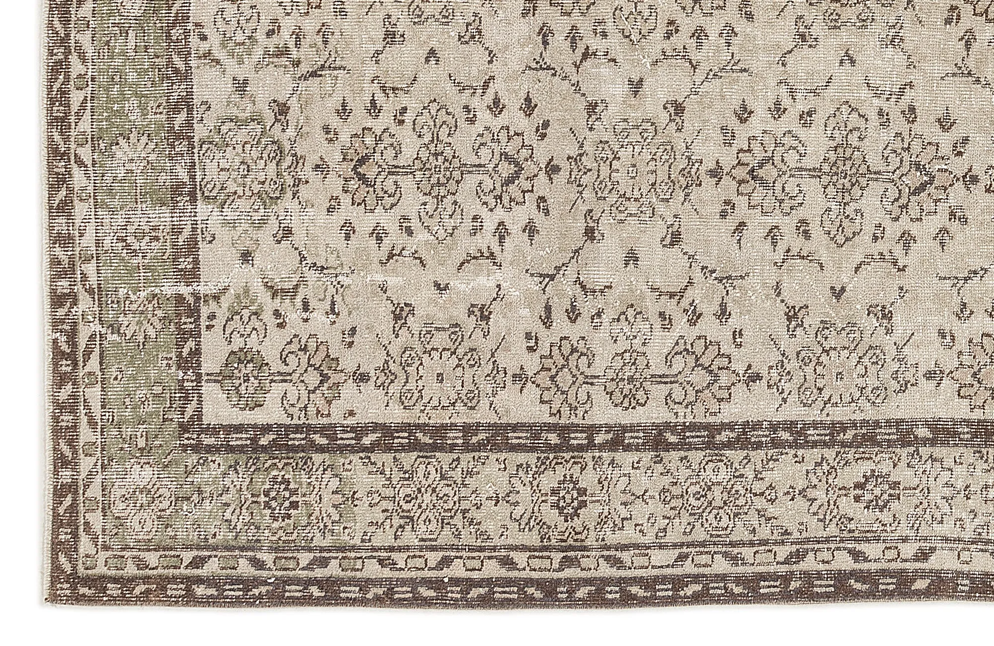 Retro Design Beige Over Dyed Vintage Rug 6'2'' x 9'7'' ft 188 x 292 cm