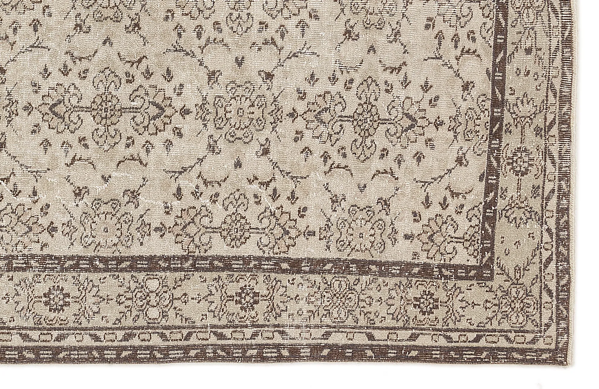Retro Design Beige Over Dyed Vintage Rug 6'2'' x 9'7'' ft 188 x 292 cm