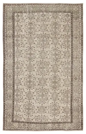 Retro Design Beige Over Dyed Vintage Rug 6'2'' x 9'7'' ft 188 x 292 cm