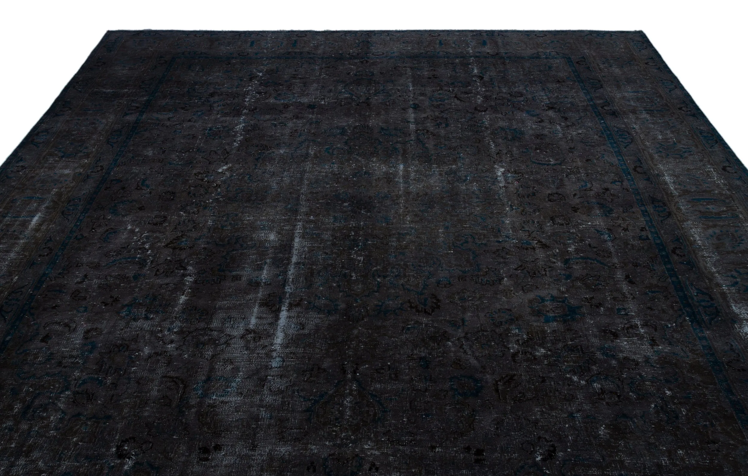 Retro Design Black Over Dyed Vintage XLarge Rug 9'7'' x 12'7'' ft 292 x 383 cm