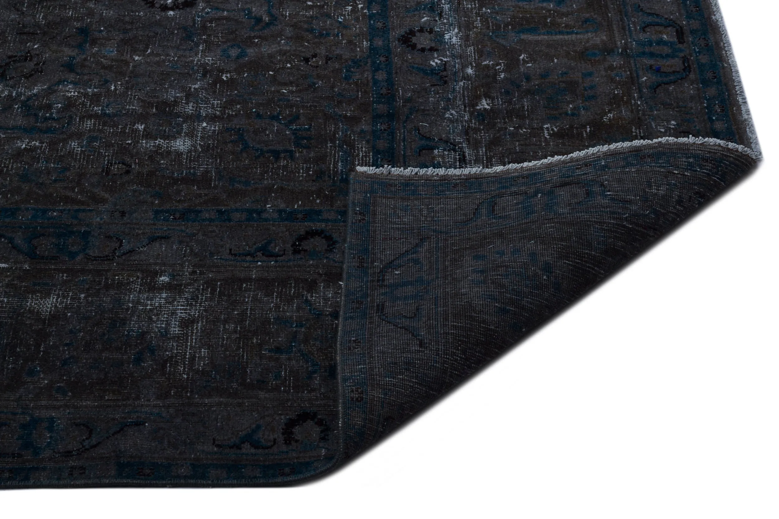 Retro Design Black Over Dyed Vintage XLarge Rug 9'7'' x 12'7'' ft 292 x 383 cm