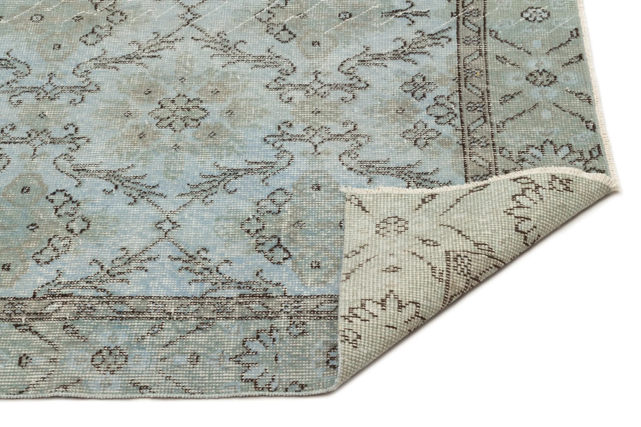 Retro Design Blue Over Dyed Vintage Rug 5'0'' x 9'7'' ft 153 x 293 cm