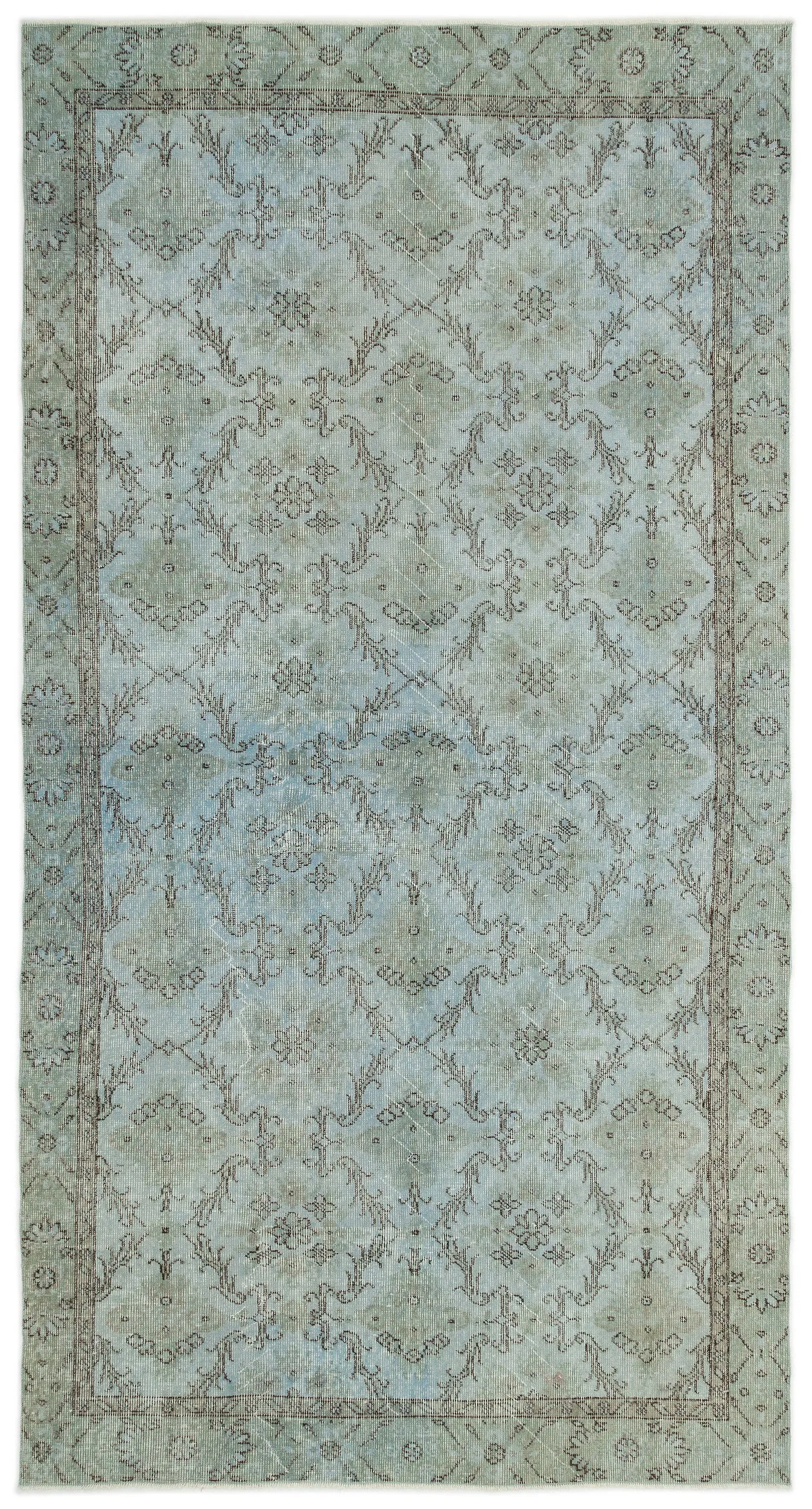 Retro Design Blue Over Dyed Vintage Rug 5'0'' x 9'7'' ft 153 x 293 cm
