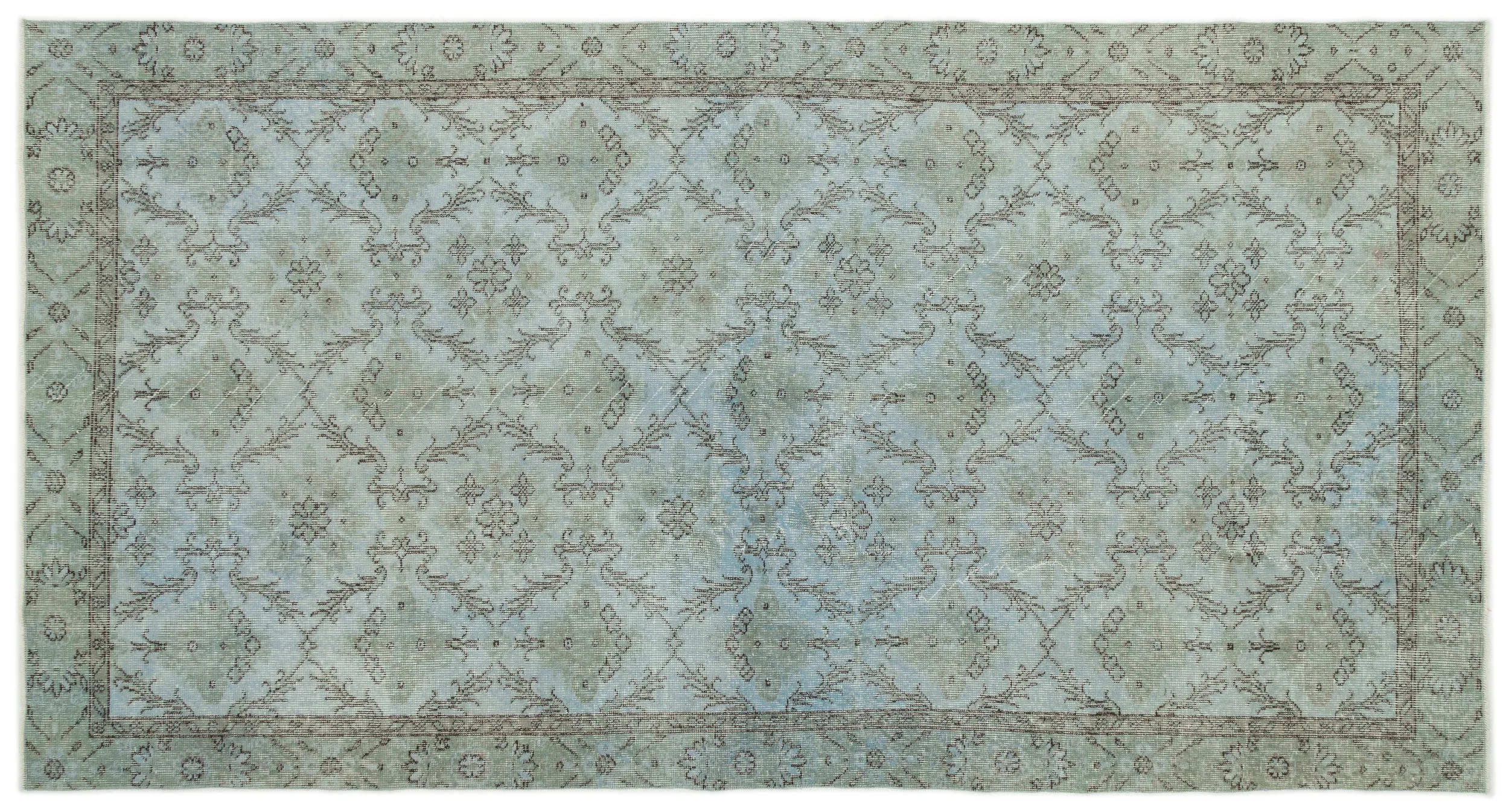 Retro Design Blue Over Dyed Vintage Rug 5'0'' x 9'7'' ft 153 x 293 cm