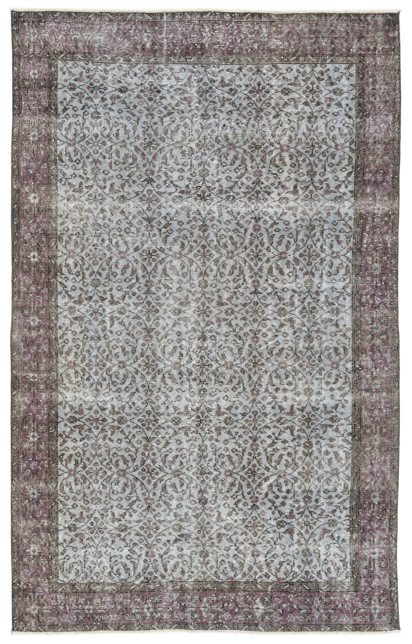 Retro Design Blue Over Dyed Vintage Rug 5'5'' x 8'10'' ft 164 x 270 cm
