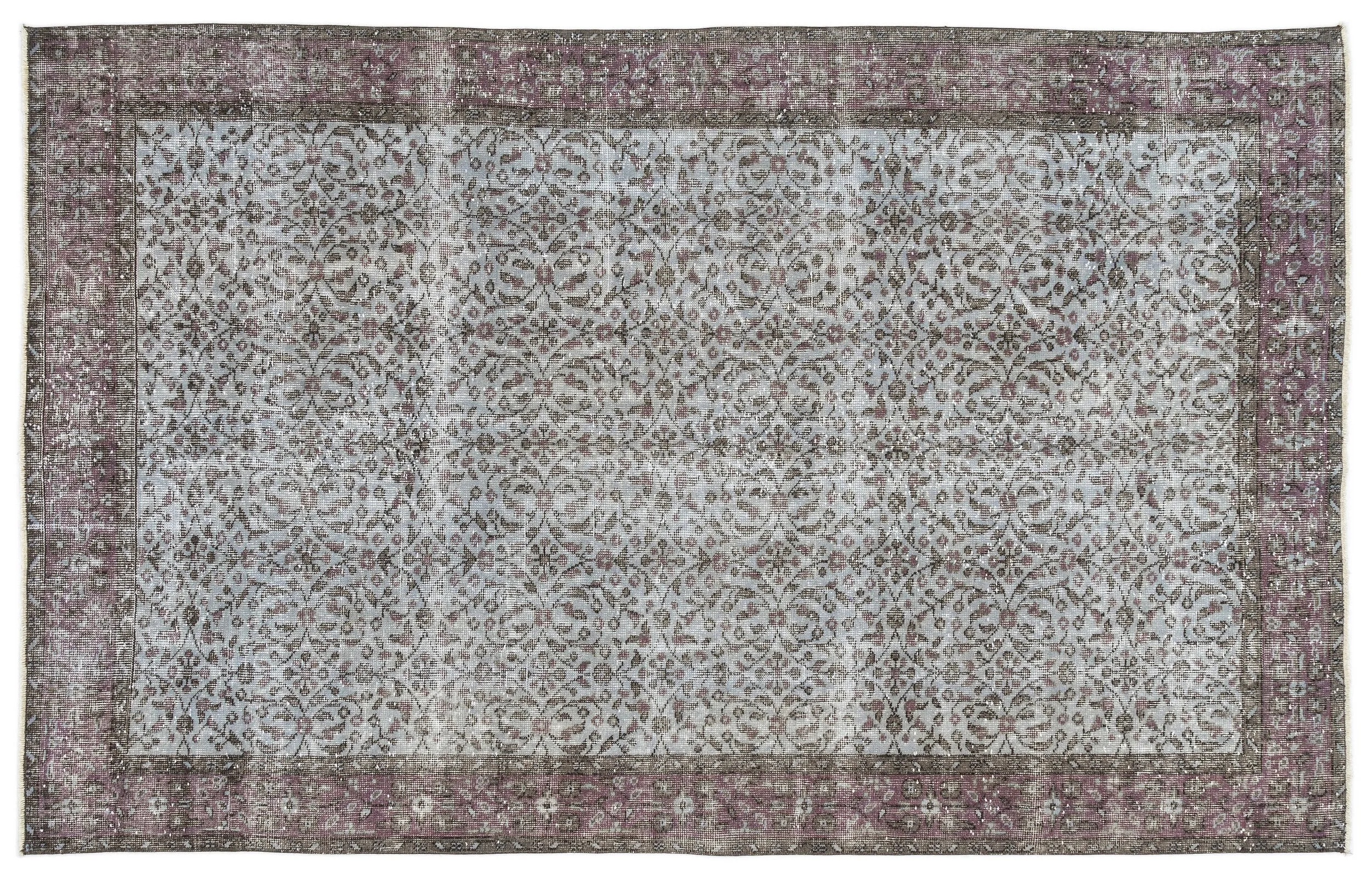 Retro Design Blue Over Dyed Vintage Rug 5'5'' x 8'10'' ft 164 x 270 cm
