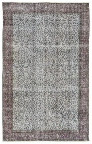 Retro Design Blue Over Dyed Vintage Rug 5'5'' x 8'10'' ft 164 x 270 cm