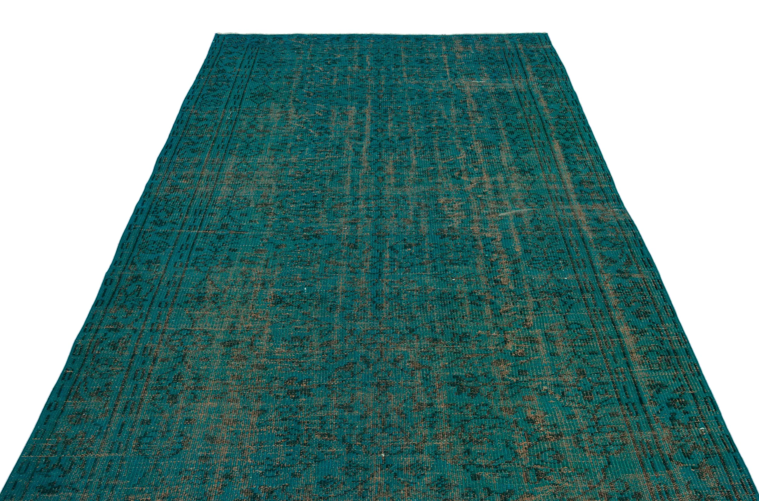 Retro Design Blue Over Dyed Vintage Rug 5'6'' x 8'11'' ft 167 x 273 cm