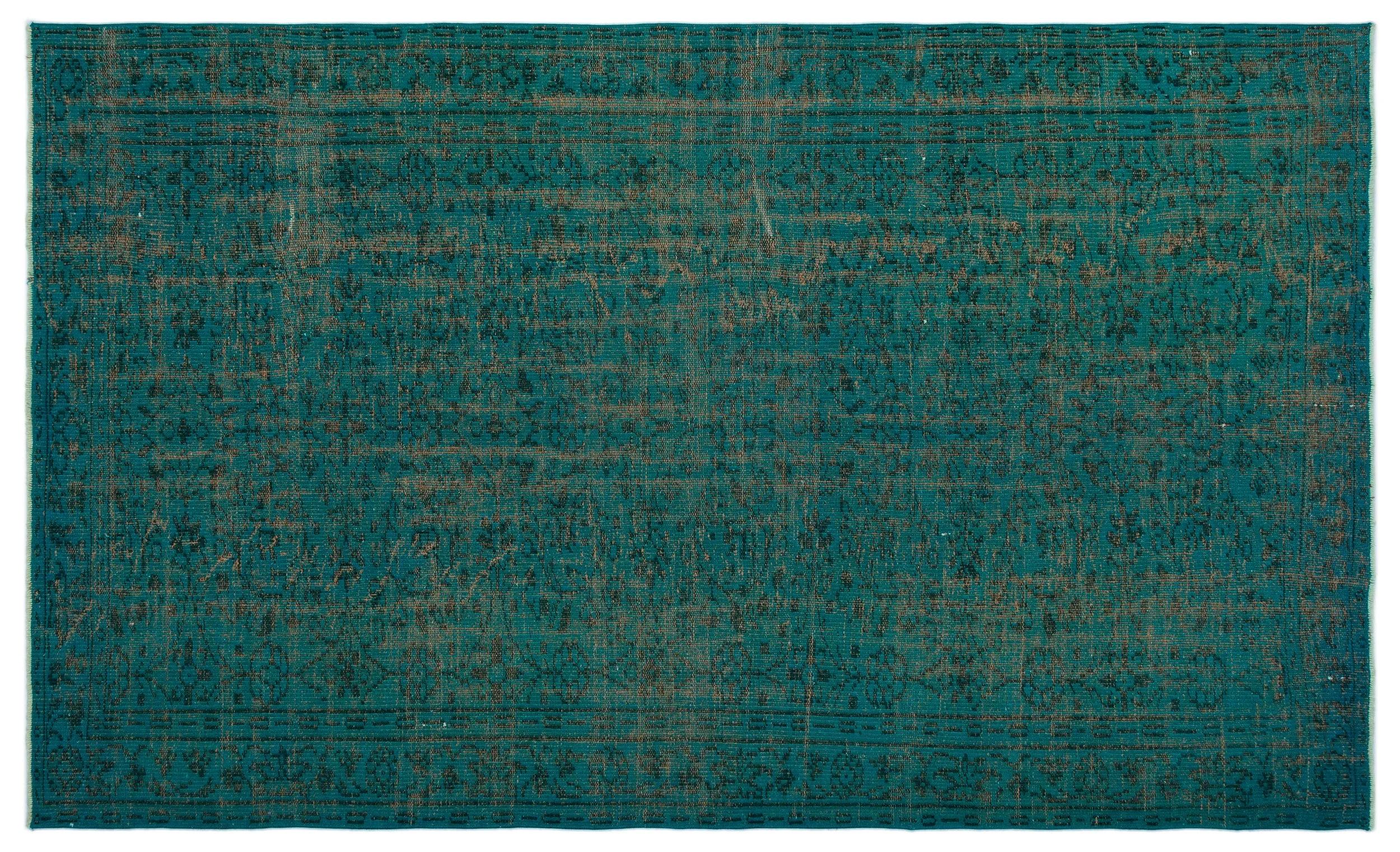 Retro Design Blue Over Dyed Vintage Rug 5'6'' x 8'11'' ft 167 x 273 cm