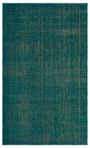 Retro Design Blue Over Dyed Vintage Rug 5'6'' x 8'11'' ft 167 x 273 cm
