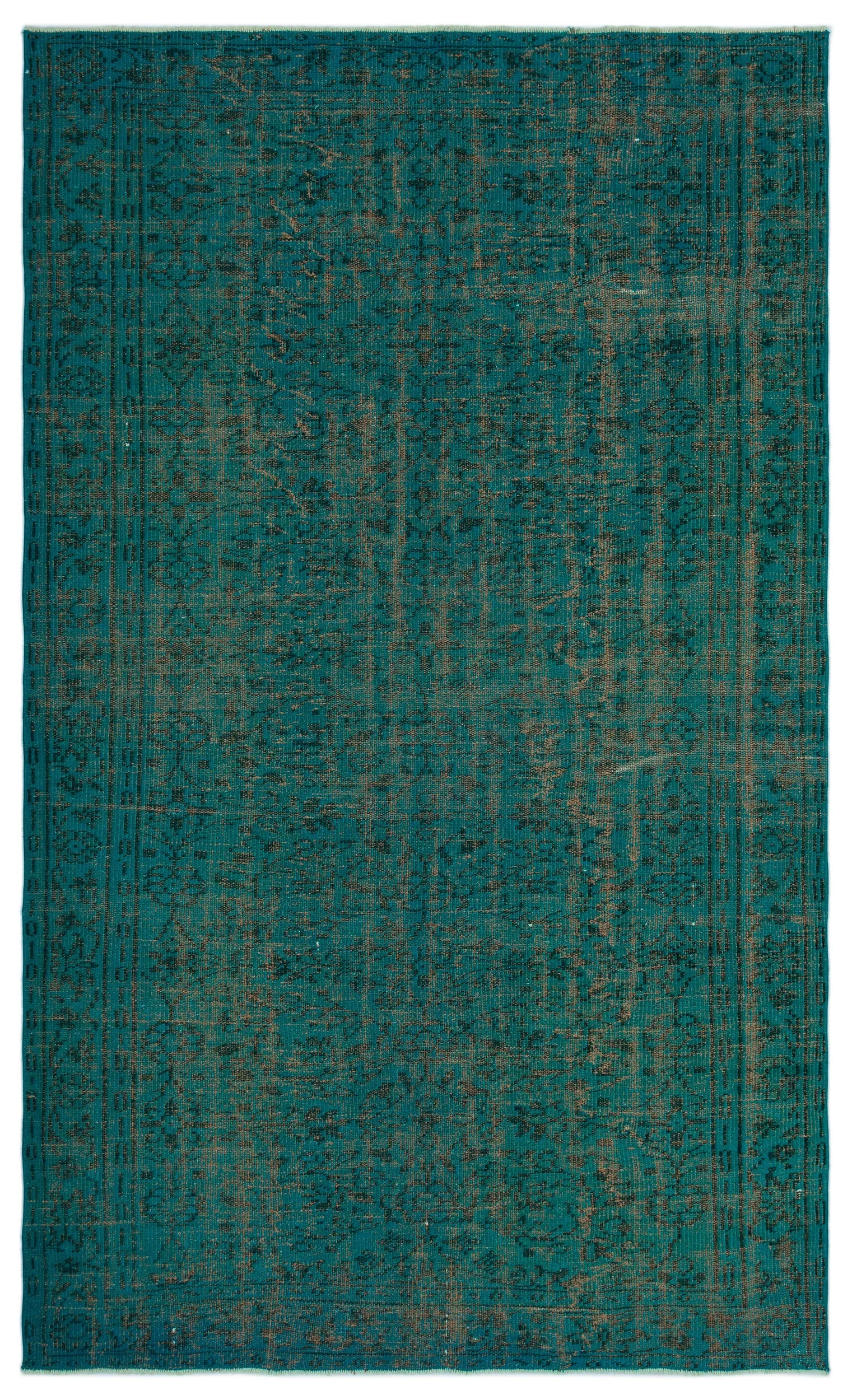 Retro Design Blue Over Dyed Vintage Rug 5'6'' x 8'11'' ft 167 x 273 cm