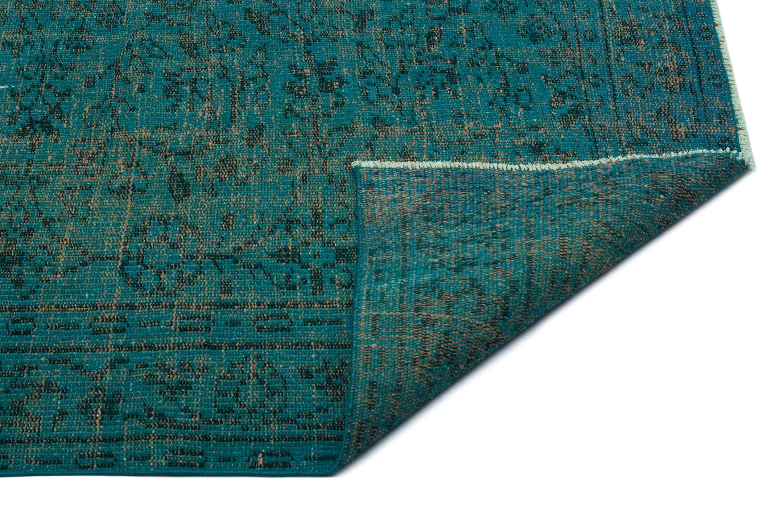 Retro Design Blue Over Dyed Vintage Rug 5'6'' x 8'11'' ft 167 x 273 cm