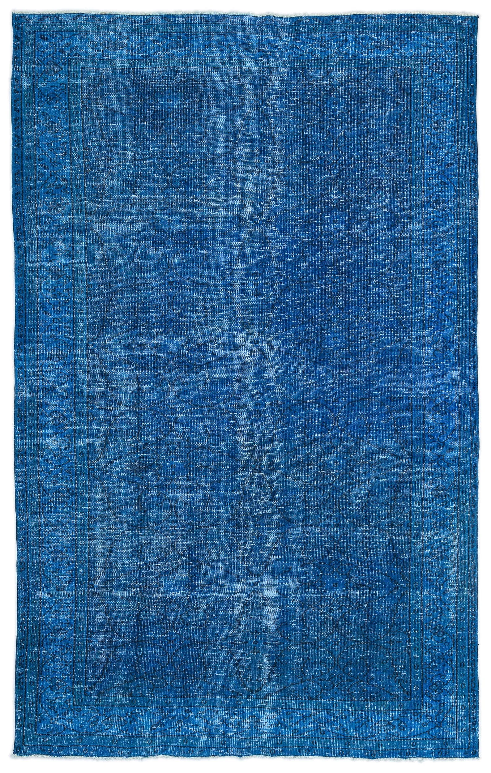 Retro Design Blue Over Dyed Vintage Rug 6'1'' x 9'9'' ft 185 x 296 cm