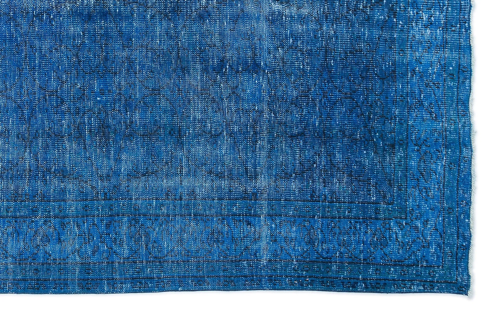 Retro Design Blue Over Dyed Vintage Rug 6'1'' x 9'9'' ft 185 x 296 cm