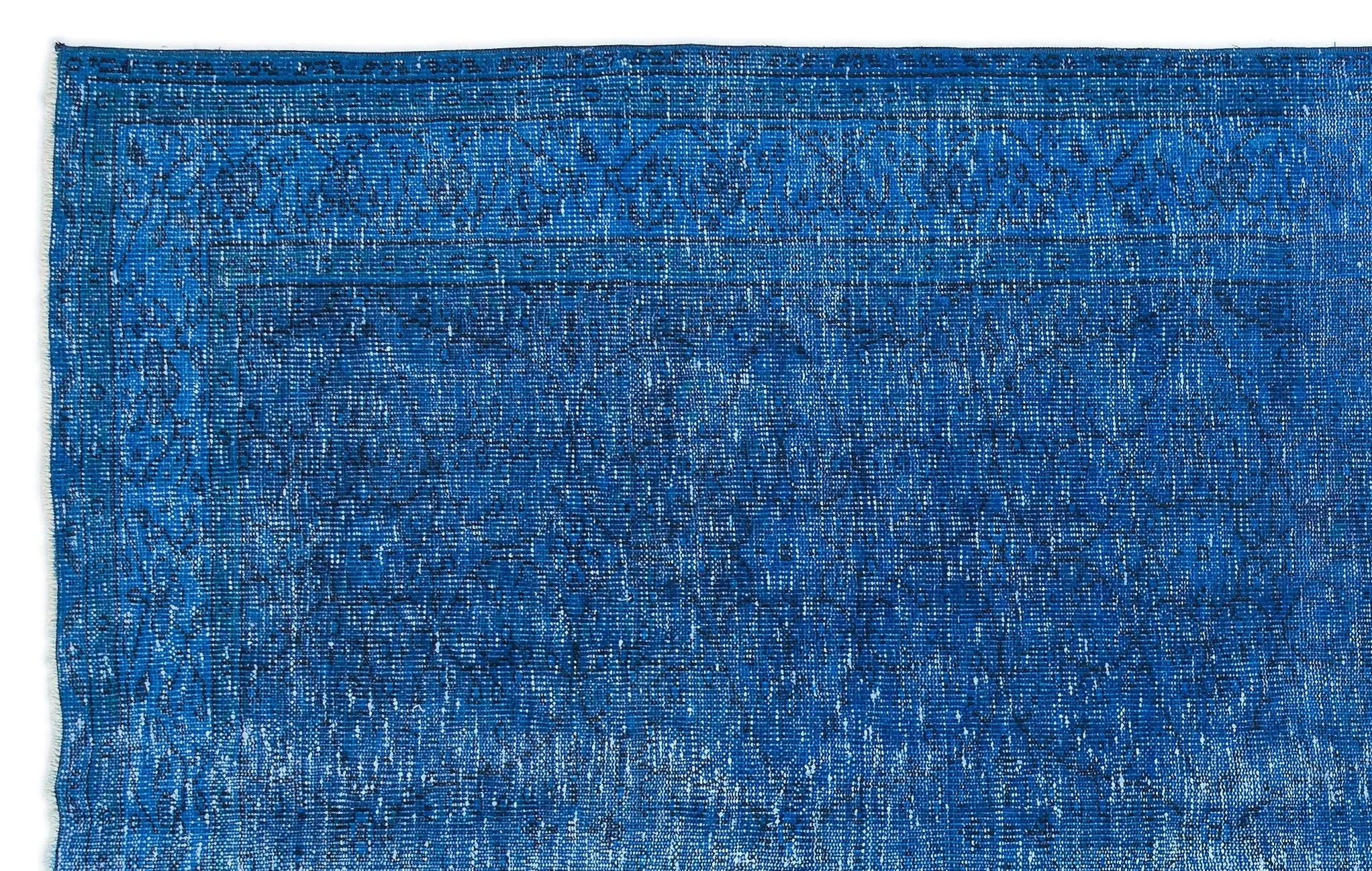 Retro Design Blue Over Dyed Vintage Rug 6'1'' x 9'9'' ft 185 x 296 cm