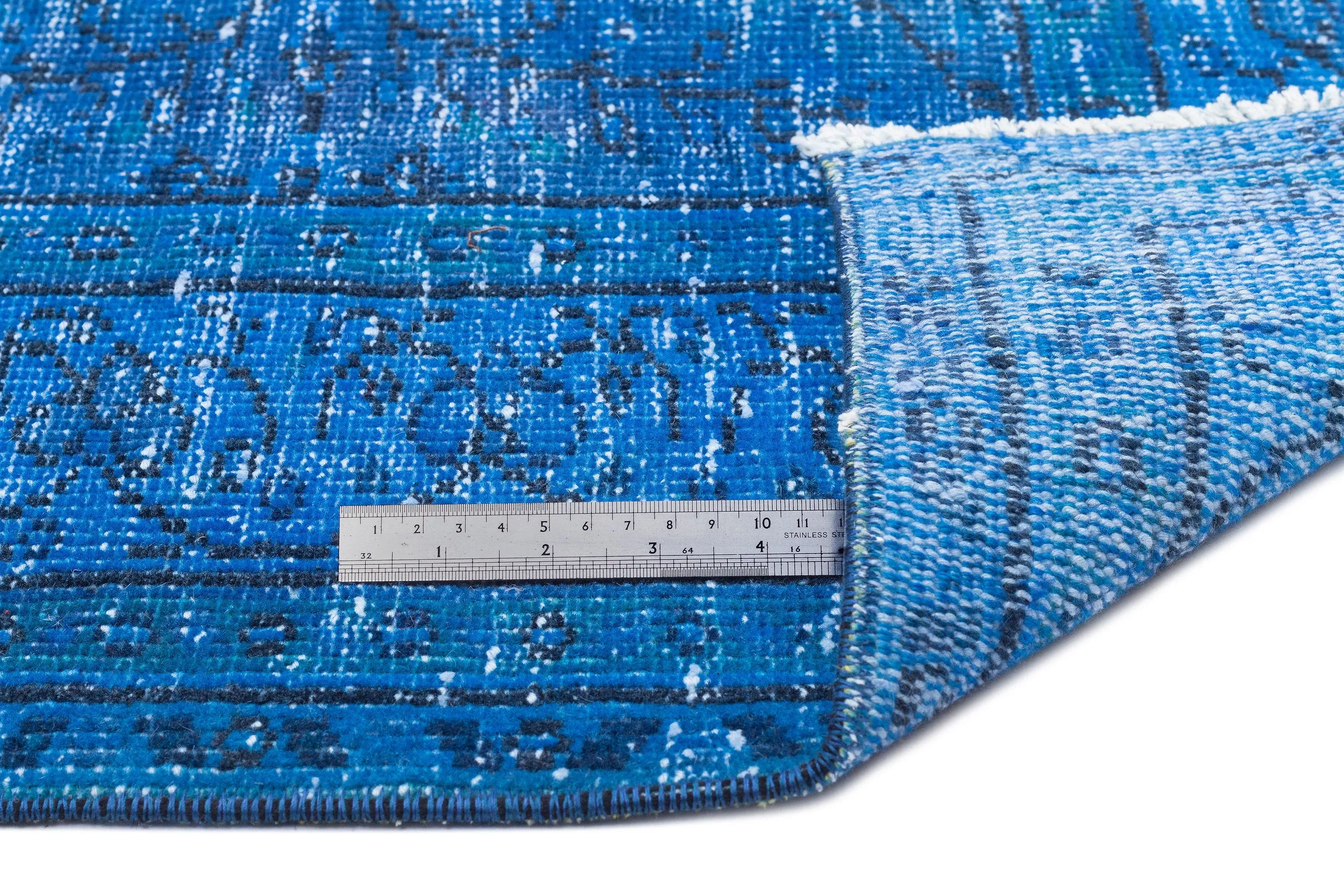 Retro Design Blue Over Dyed Vintage Rug 6'1'' x 9'9'' ft 185 x 296 cm