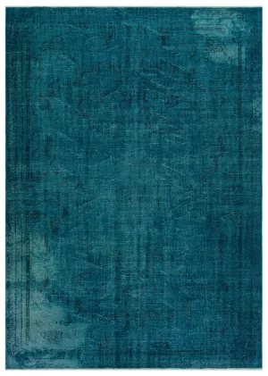 Retro Design Blue Over Dyed Vintage Rug 6'2'' x 8'9'' ft 189 x 267 cm