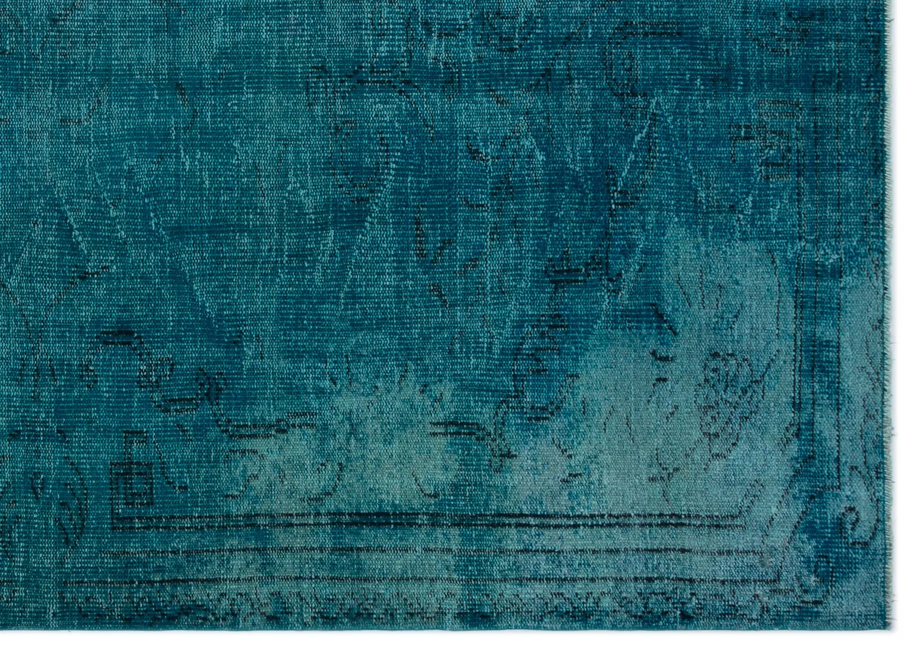 Retro Design Blue Over Dyed Vintage Rug 6'2'' x 8'9'' ft 189 x 267 cm