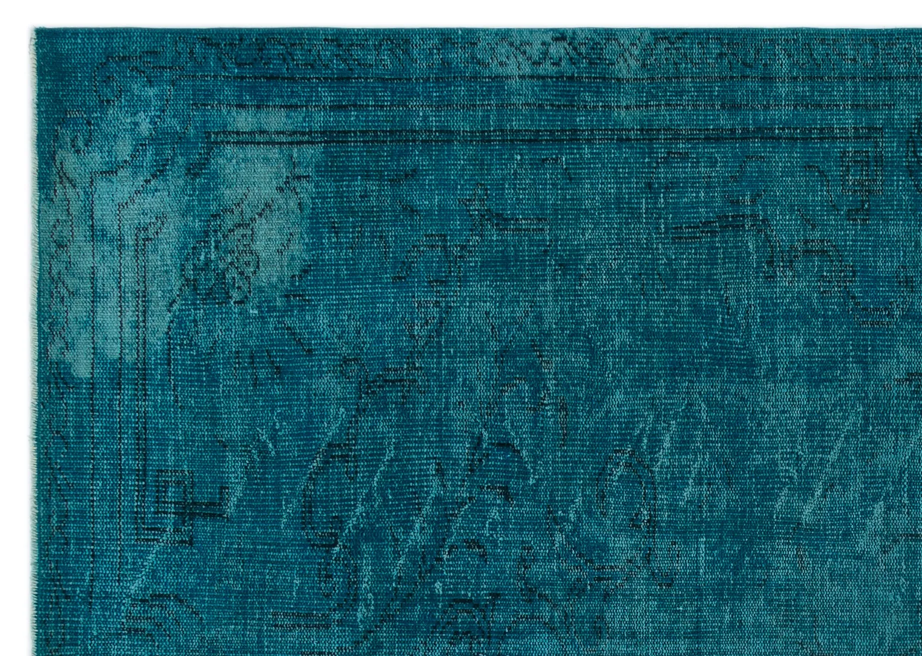 Retro Design Blue Over Dyed Vintage Rug 6'2'' x 8'9'' ft 189 x 267 cm