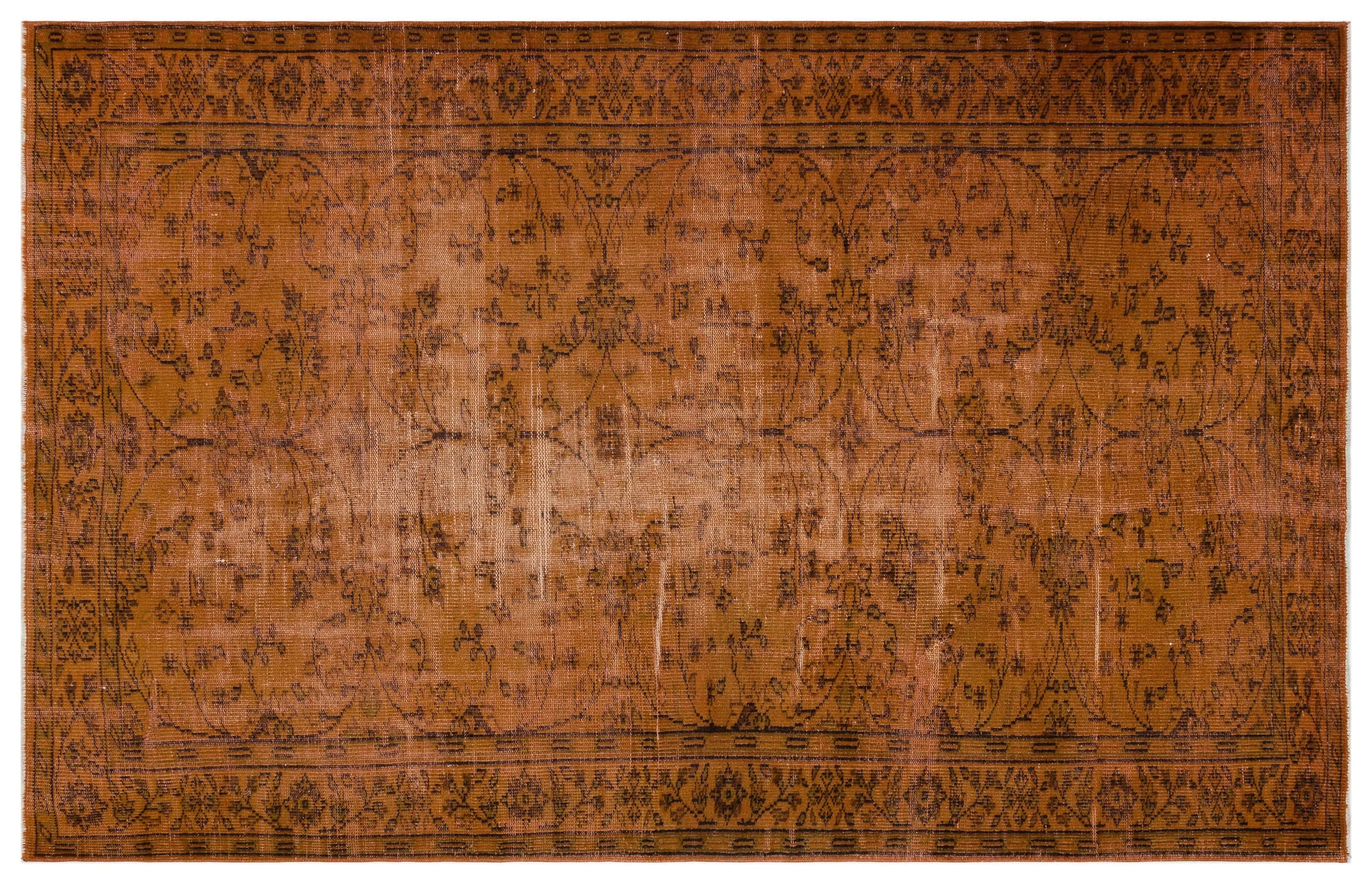 Retro Design Brown Over Dyed Vintage Rug 5'10'' x 9'1'' ft 177 x 277 cm