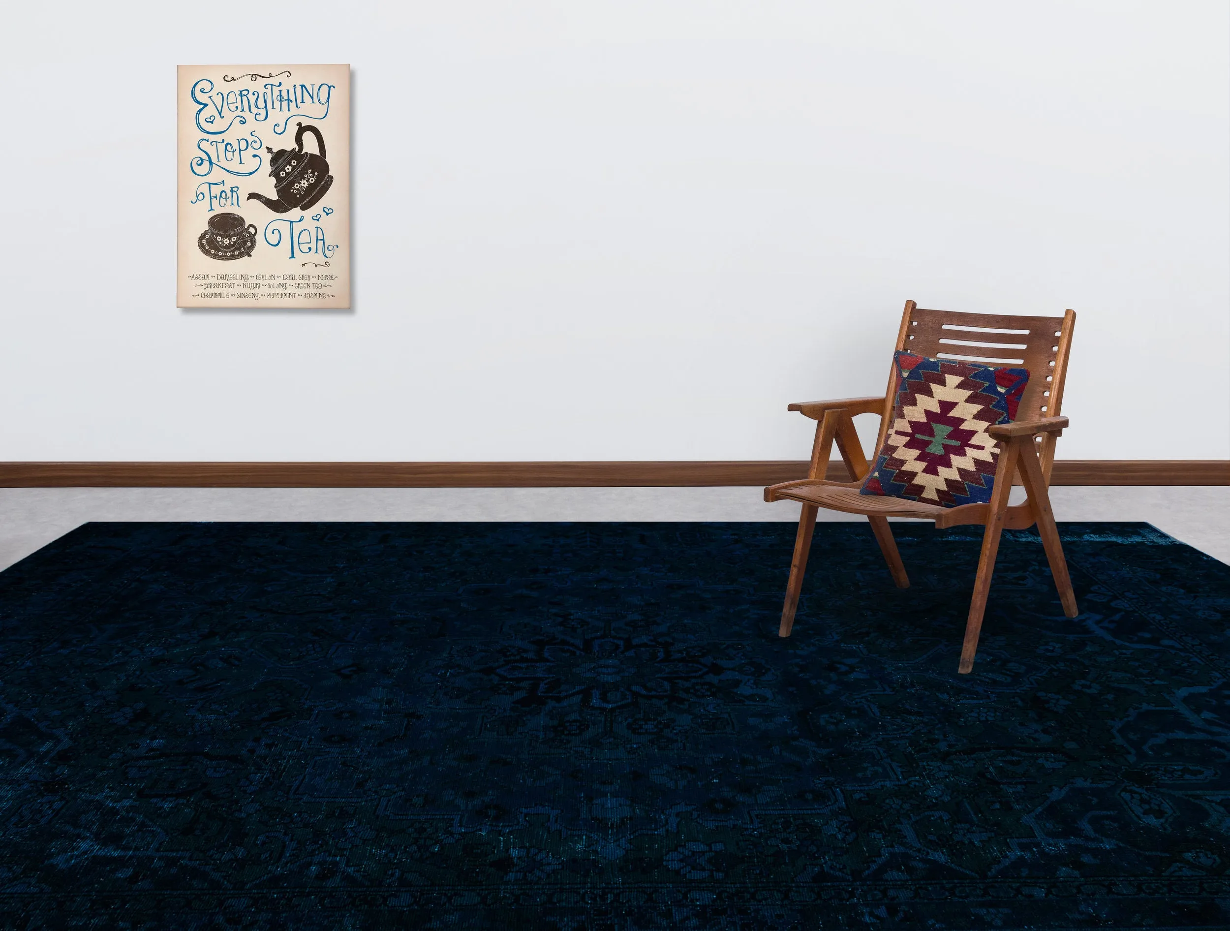 Retro Design Dark Blue Over Dyed Vintage XLarge Rug 9'4'' x 12'0'' ft 285 x 367 cm