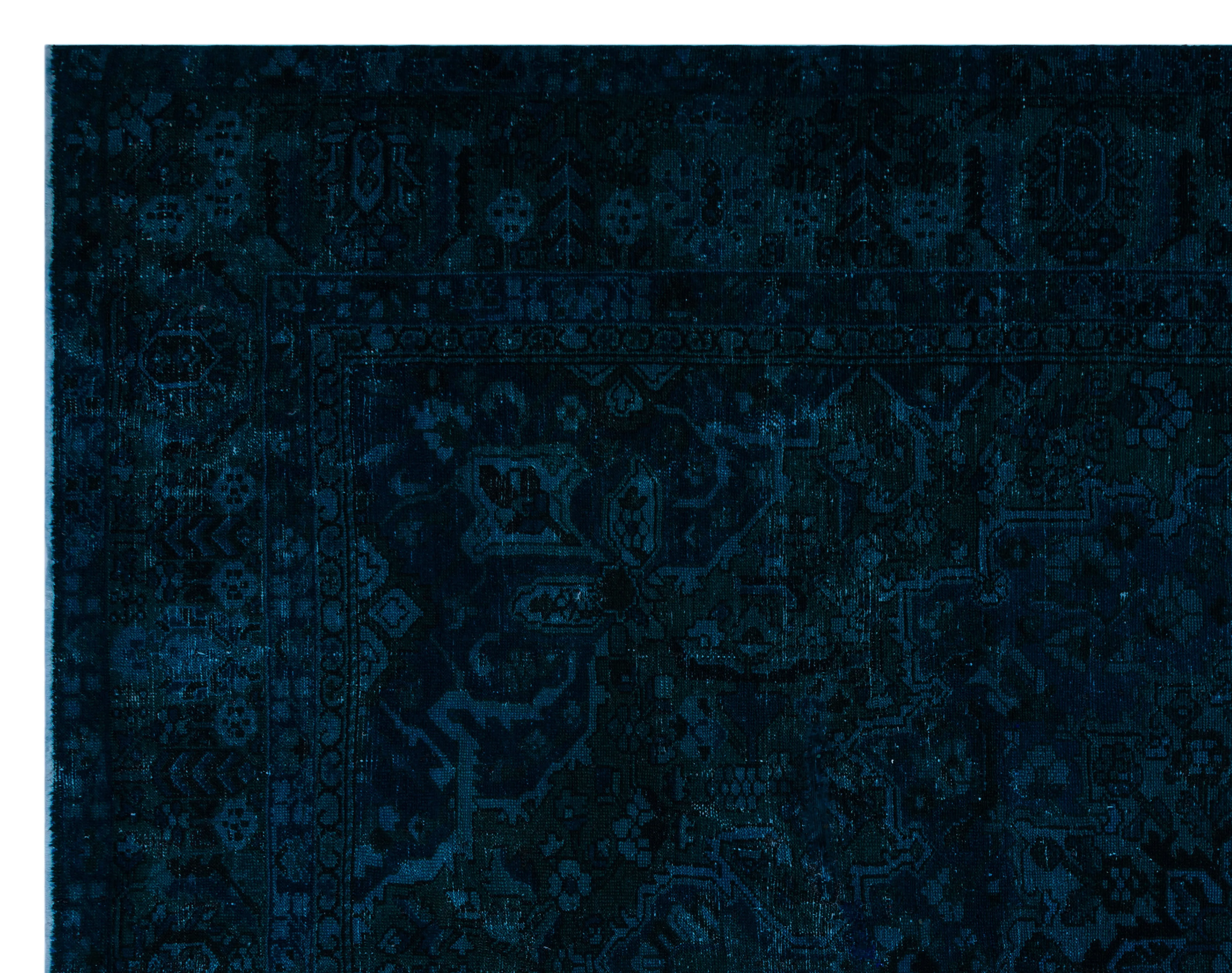 Retro Design Dark Blue Over Dyed Vintage XLarge Rug 9'4'' x 12'0'' ft 285 x 367 cm