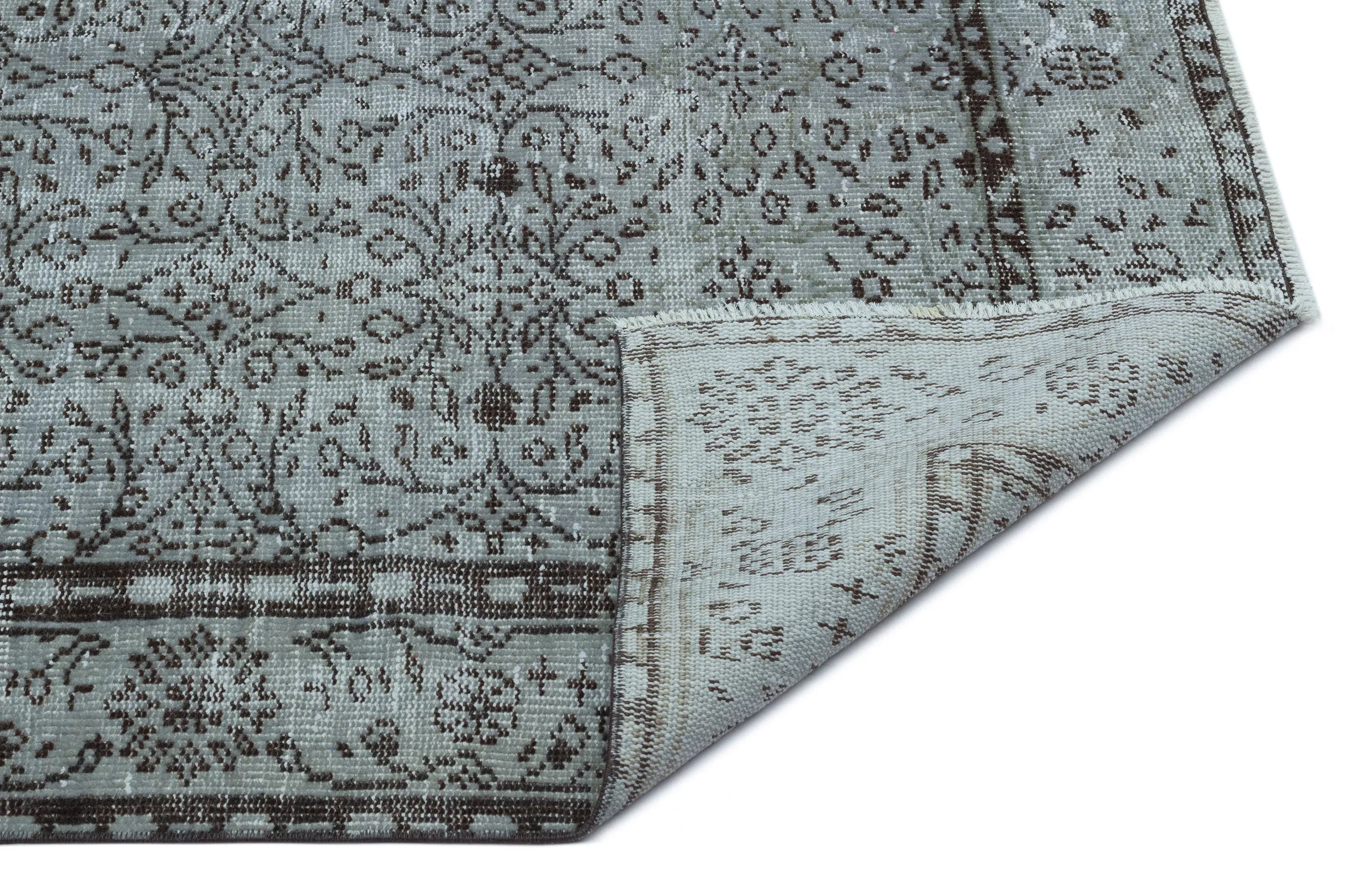 Retro Design Gray Over Dyed Vintage Rug 4'10'' x 8'9'' ft 148 x 266 cm