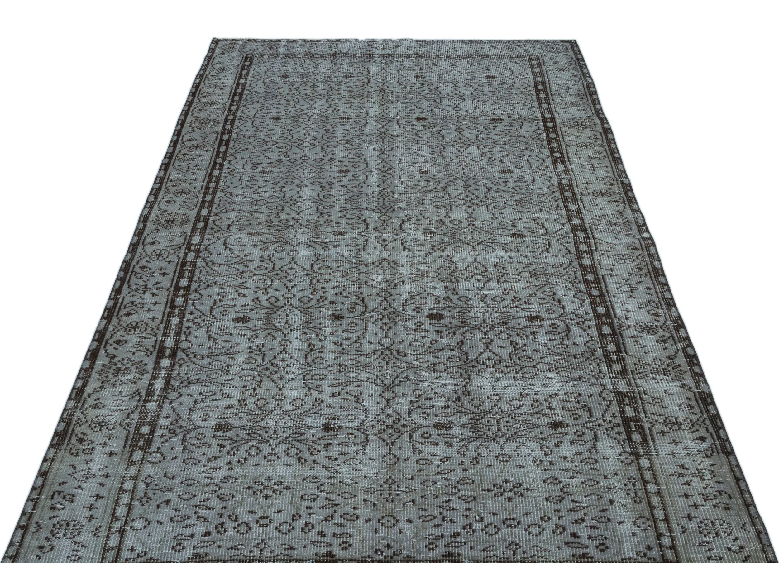 Retro Design Gray Over Dyed Vintage Rug 4'10'' x 8'9'' ft 148 x 266 cm