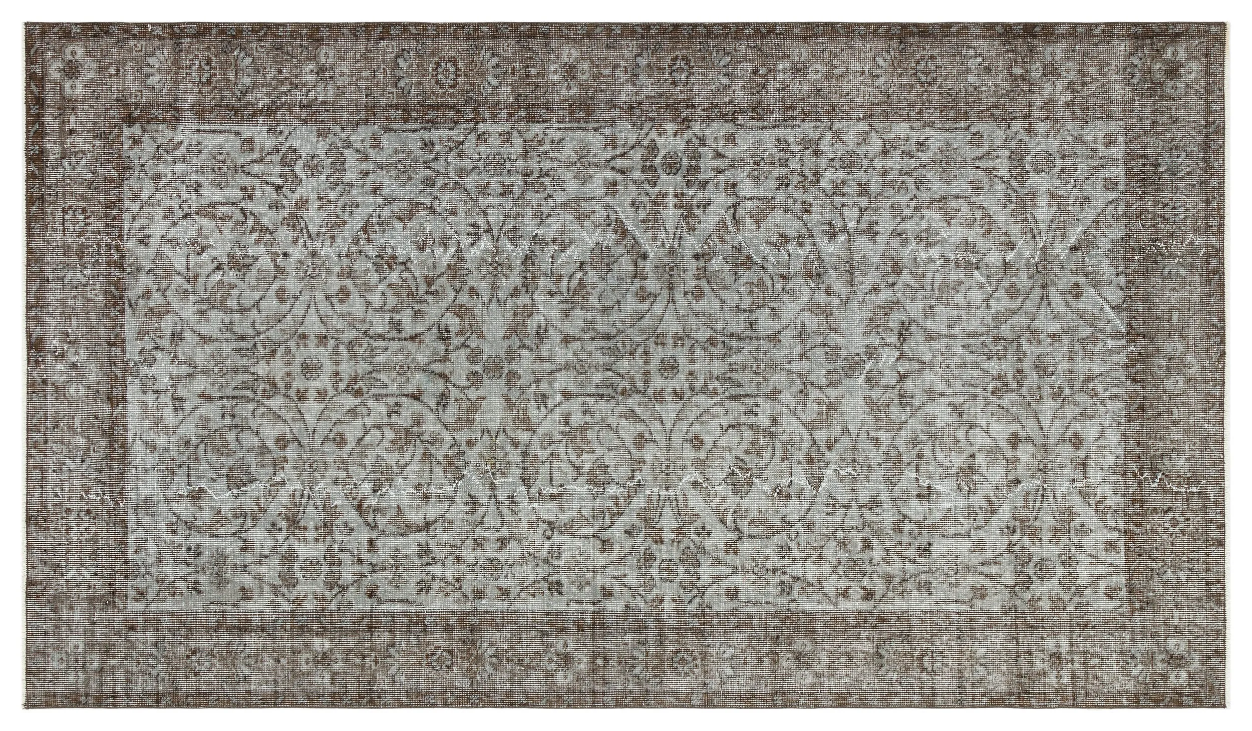 Retro Design Gray Over Dyed Vintage Rug 4'8'' x 8'1'' ft 142 x 247 cm
