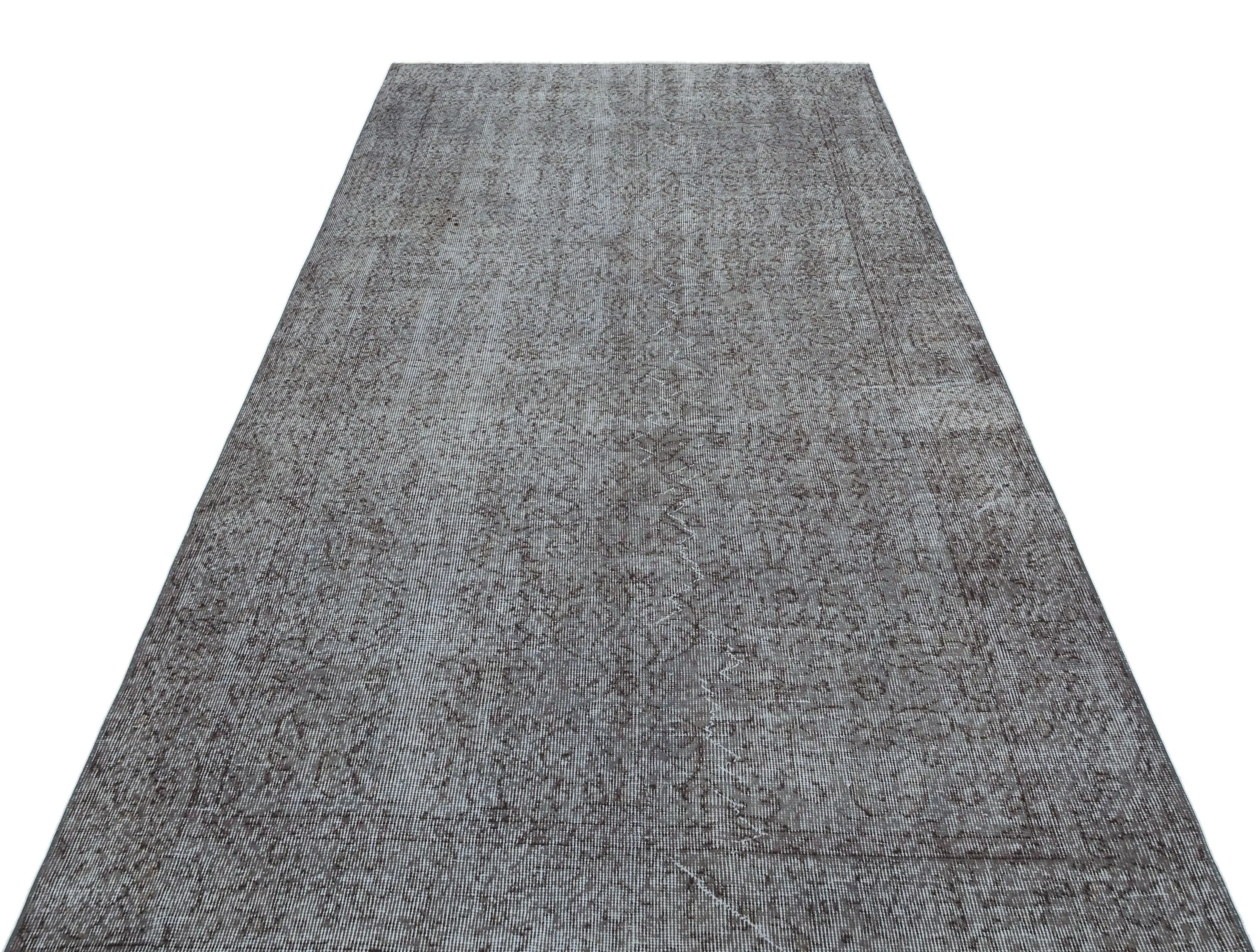 Retro Design Gray Over Dyed Vintage Rug 4'9'' x 9'0'' ft 145 x 275 cm