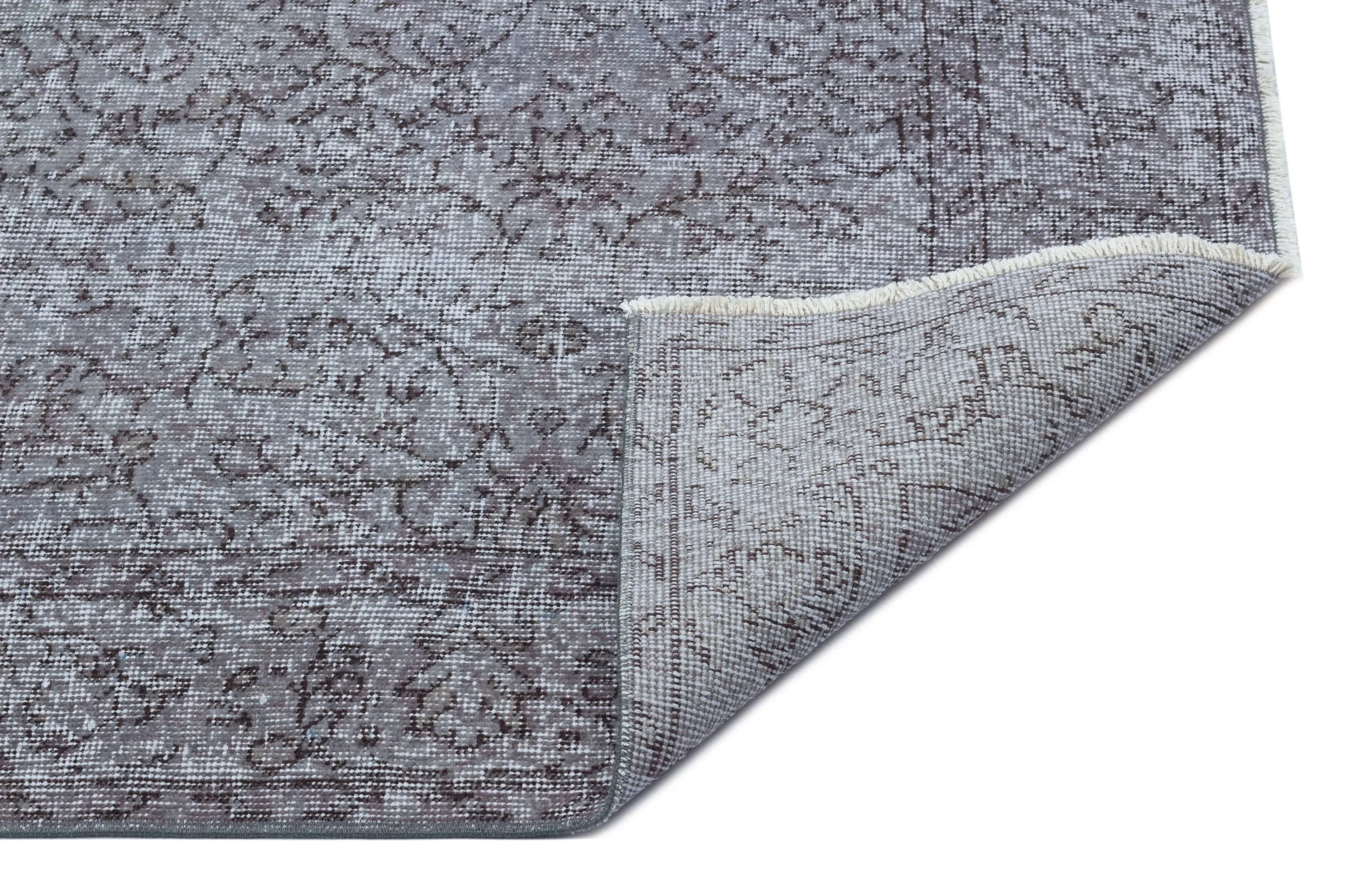 Retro Design Gray Over Dyed Vintage Rug 4'9'' x 9'0'' ft 145 x 275 cm