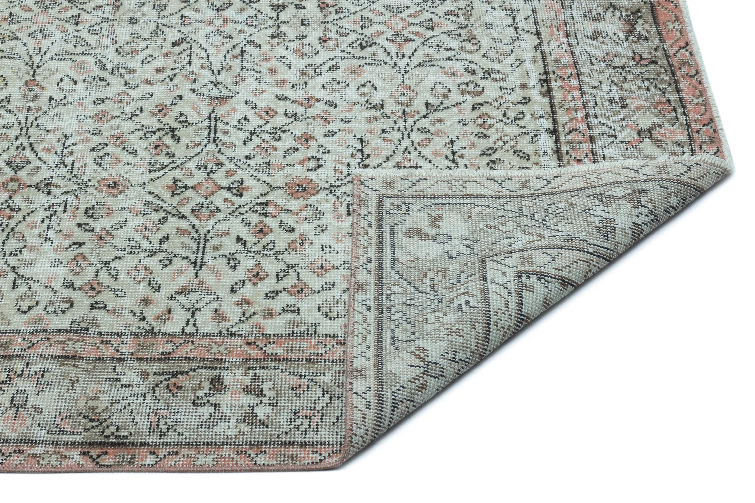 Retro Design Gray Over Dyed Vintage Rug 5'0'' x 8'9'' ft 153 x 267 cm