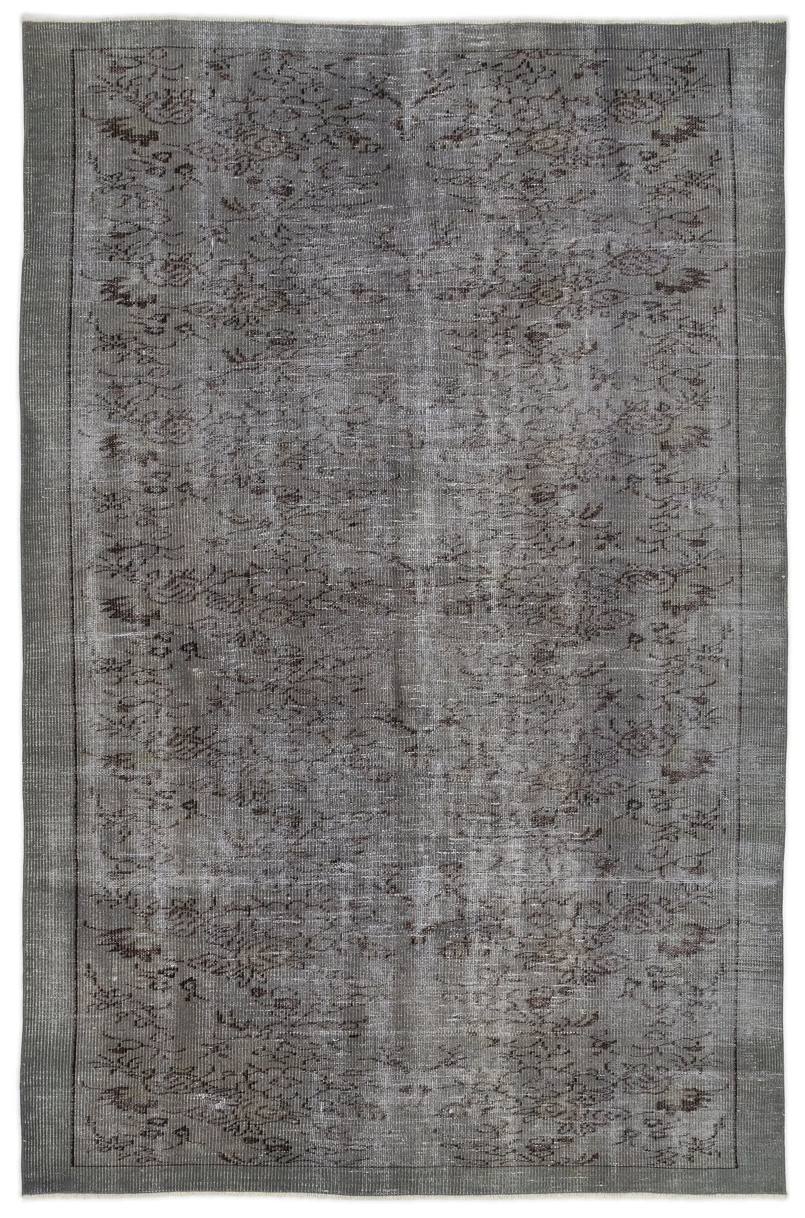 Retro Design Gray Over Dyed Vintage Rug 5'11'' x 9'3'' ft 181 x 283 cm