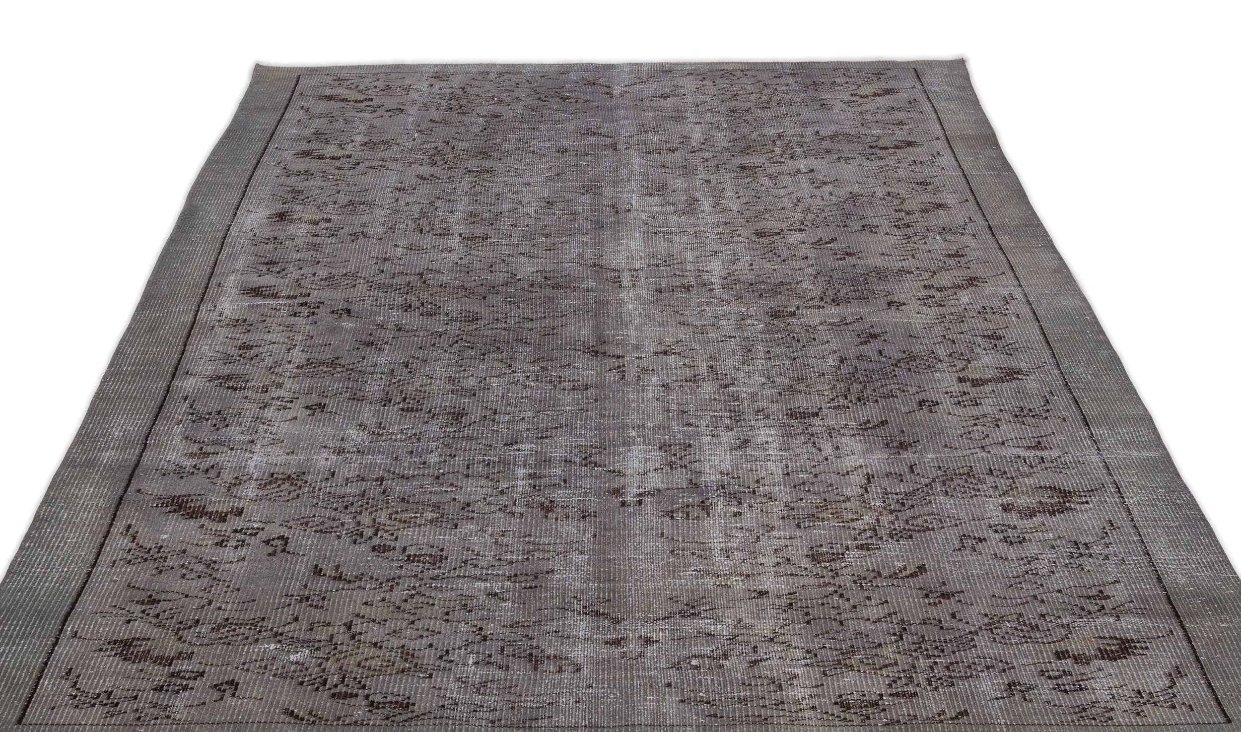 Retro Design Gray Over Dyed Vintage Rug 5'11'' x 9'3'' ft 181 x 283 cm