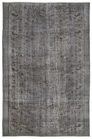 Retro Design Gray Over Dyed Vintage Rug 5'11'' x 9'3'' ft 181 x 283 cm