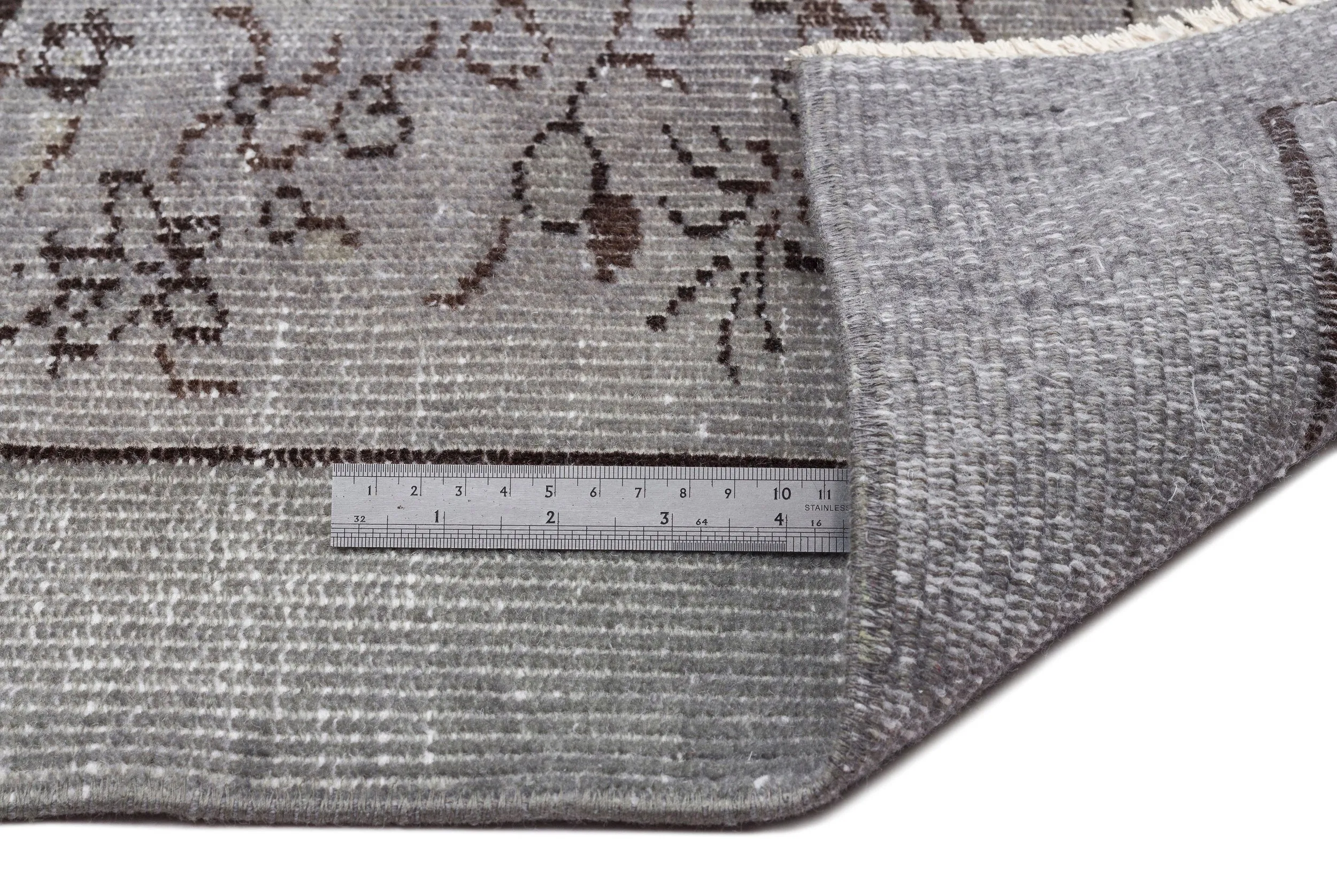 Retro Design Gray Over Dyed Vintage Rug 5'11'' x 9'3'' ft 181 x 283 cm
