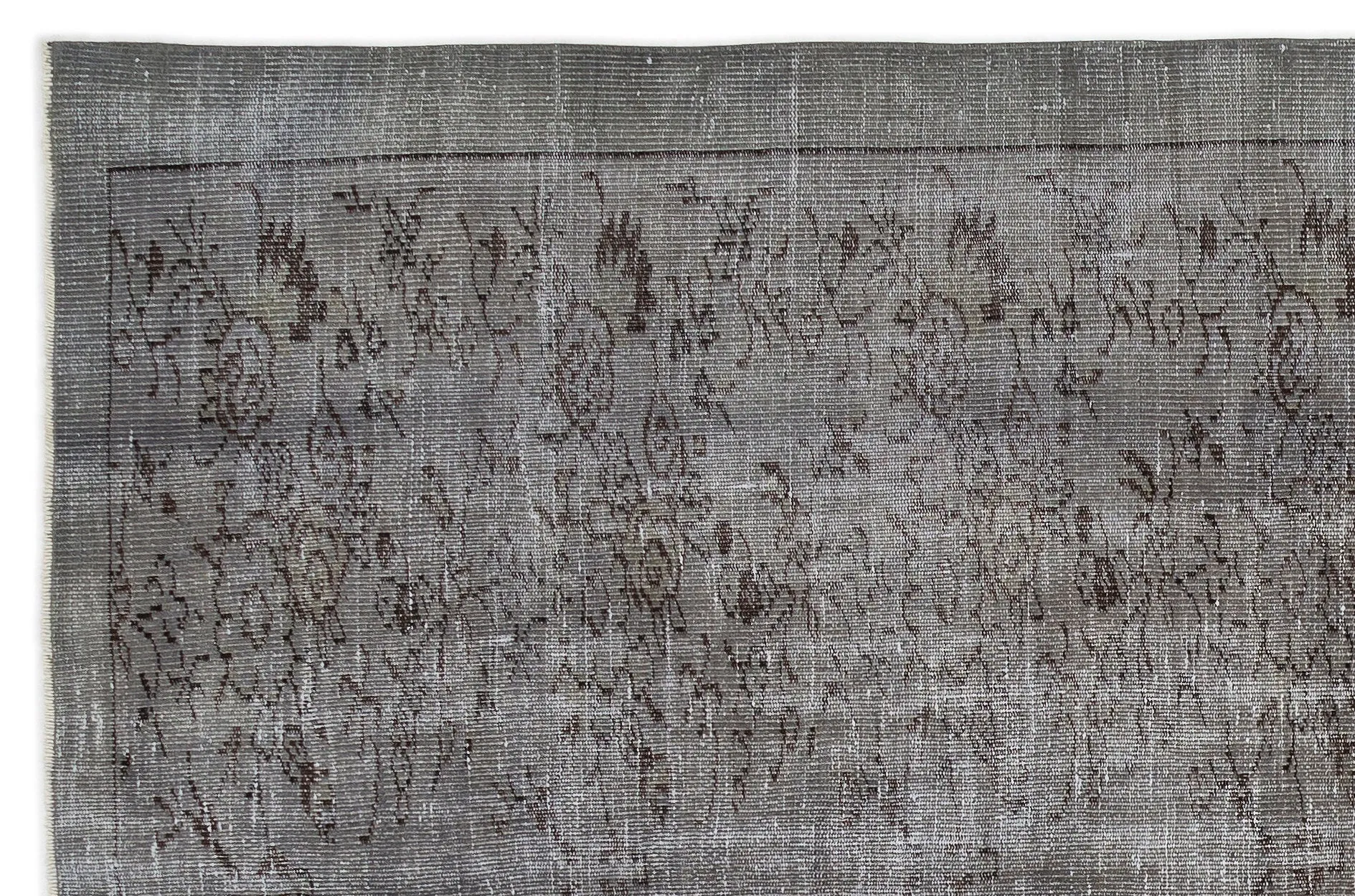 Retro Design Gray Over Dyed Vintage Rug 5'11'' x 9'3'' ft 181 x 283 cm