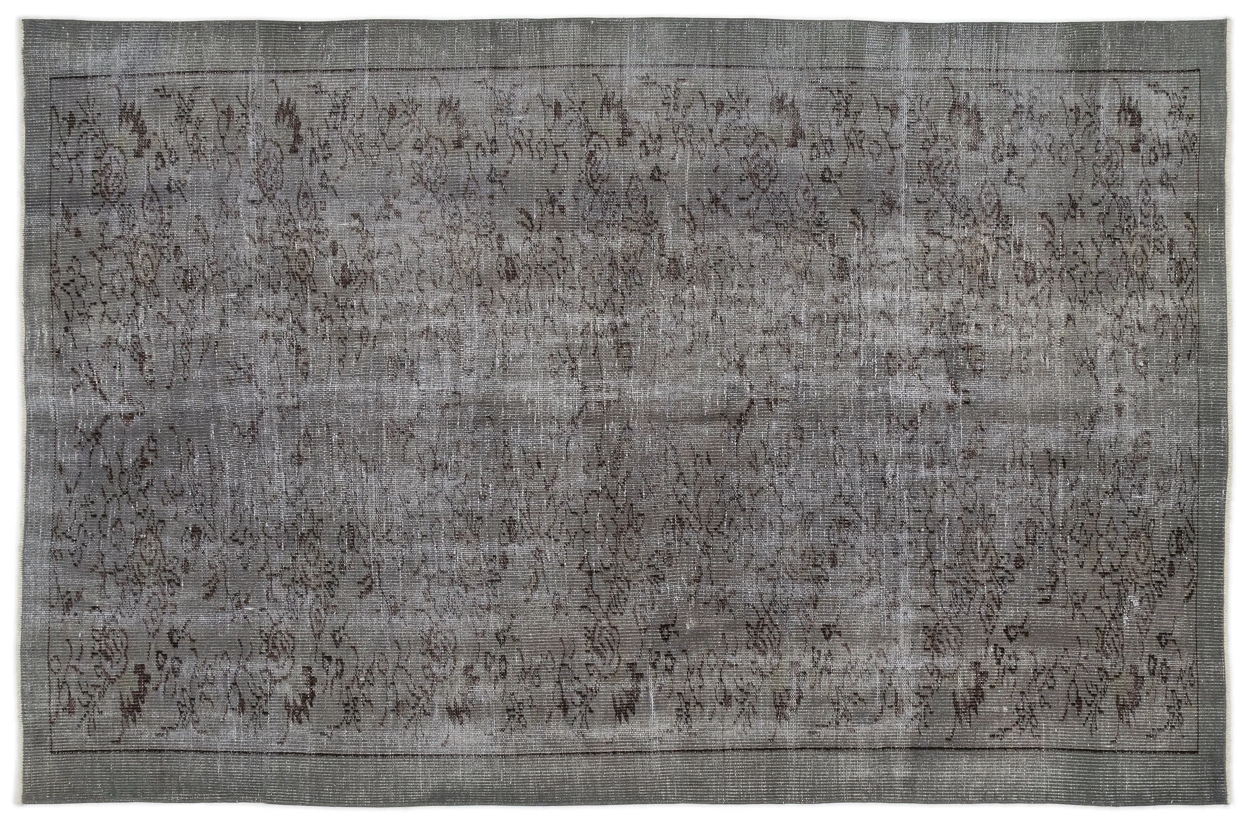 Retro Design Gray Over Dyed Vintage Rug 5'11'' x 9'3'' ft 181 x 283 cm