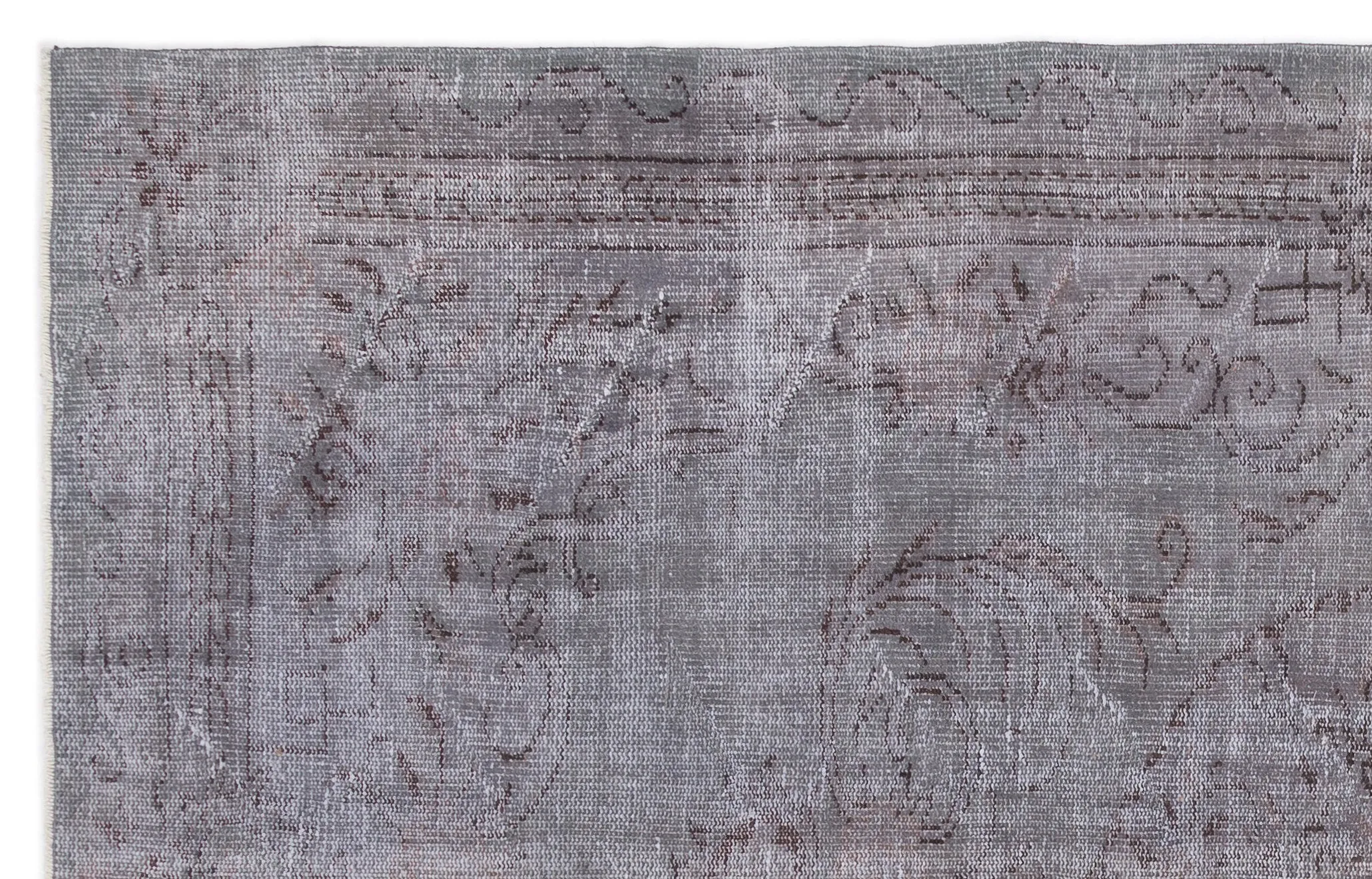 Retro Design Gray Over Dyed Vintage Rug 5'12'' x 9'9'' ft 182 x 297 cm