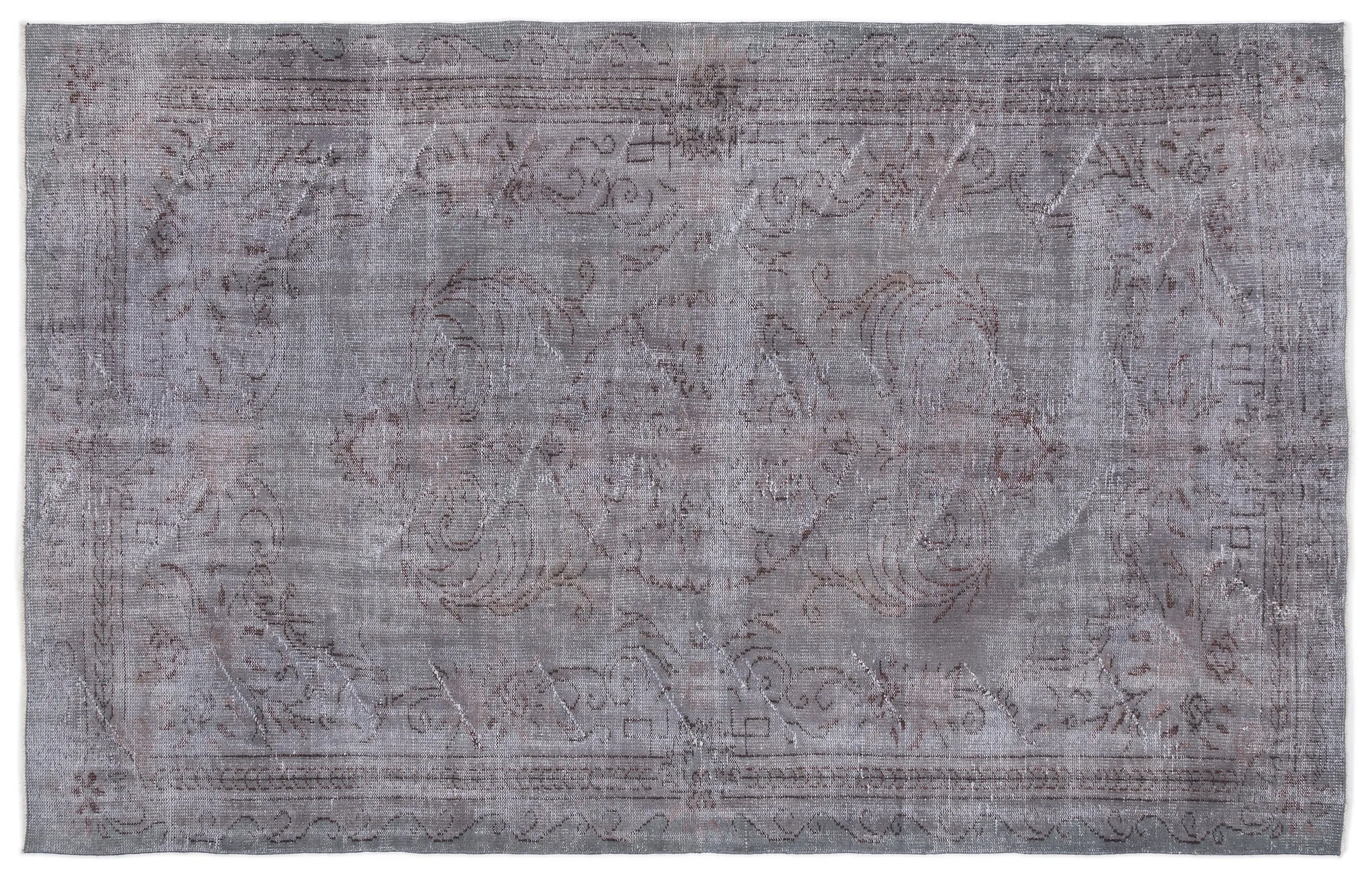 Retro Design Gray Over Dyed Vintage Rug 5'12'' x 9'9'' ft 182 x 297 cm