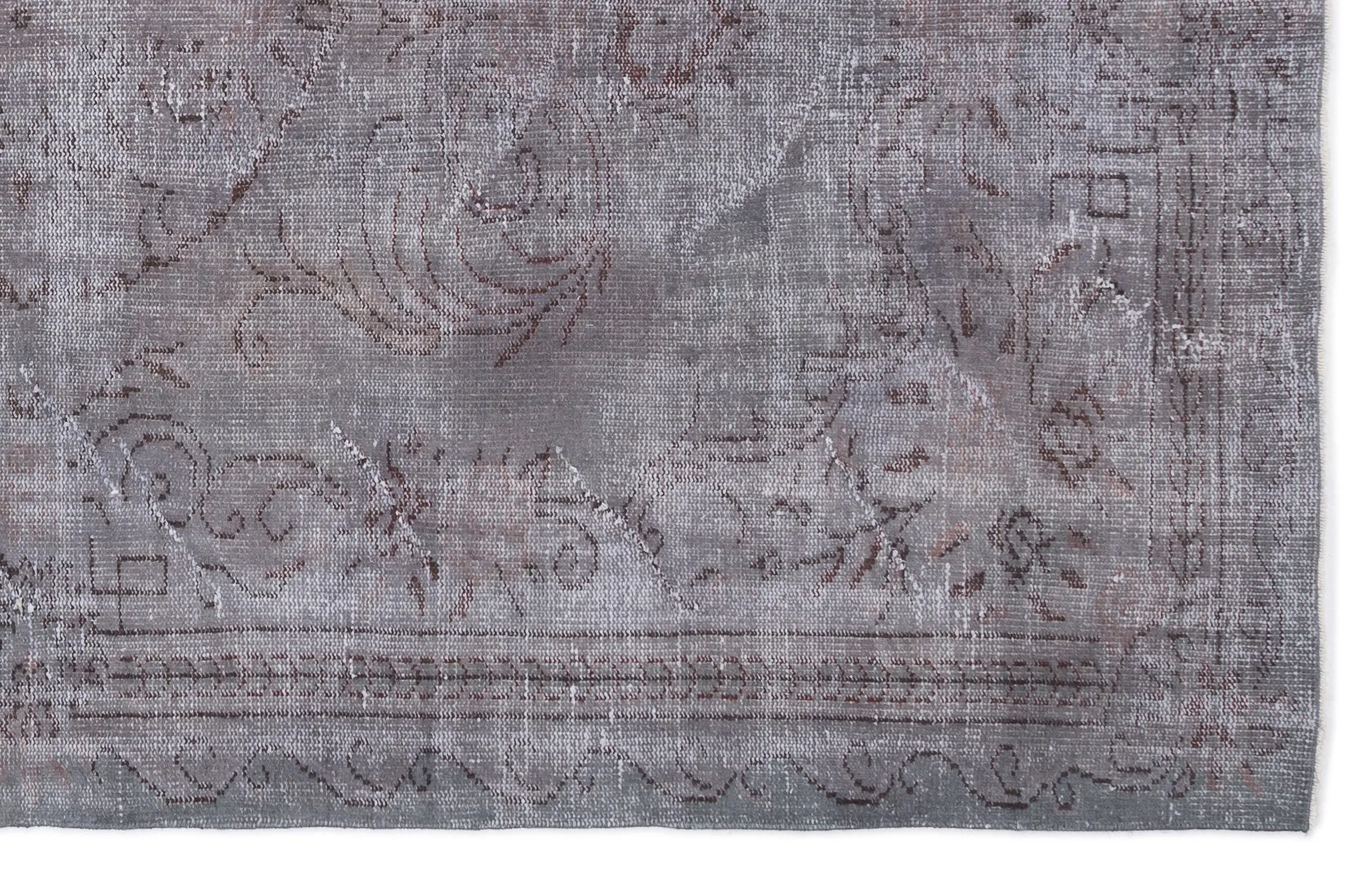 Retro Design Gray Over Dyed Vintage Rug 5'12'' x 9'9'' ft 182 x 297 cm