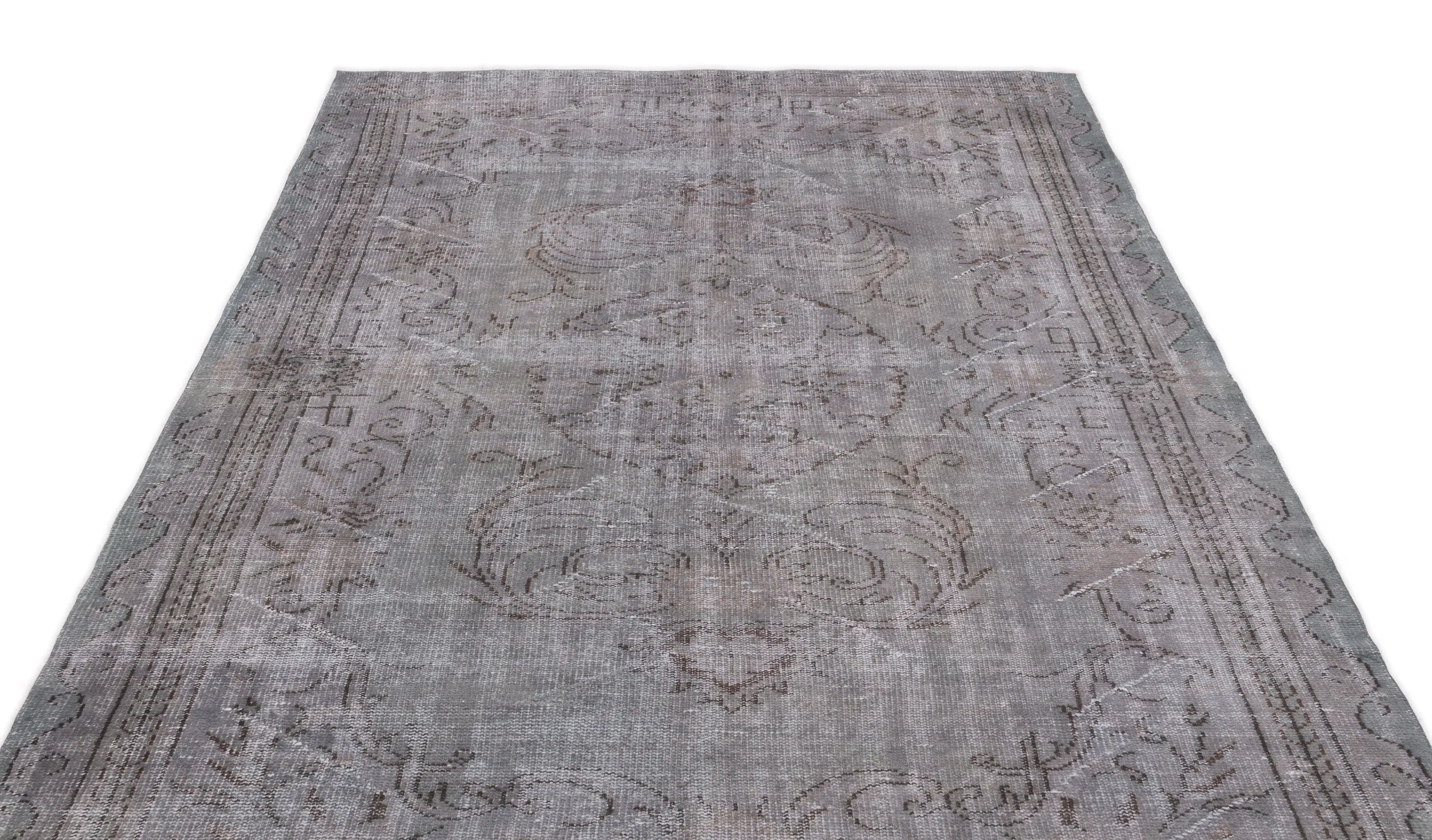 Retro Design Gray Over Dyed Vintage Rug 5'12'' x 9'9'' ft 182 x 297 cm